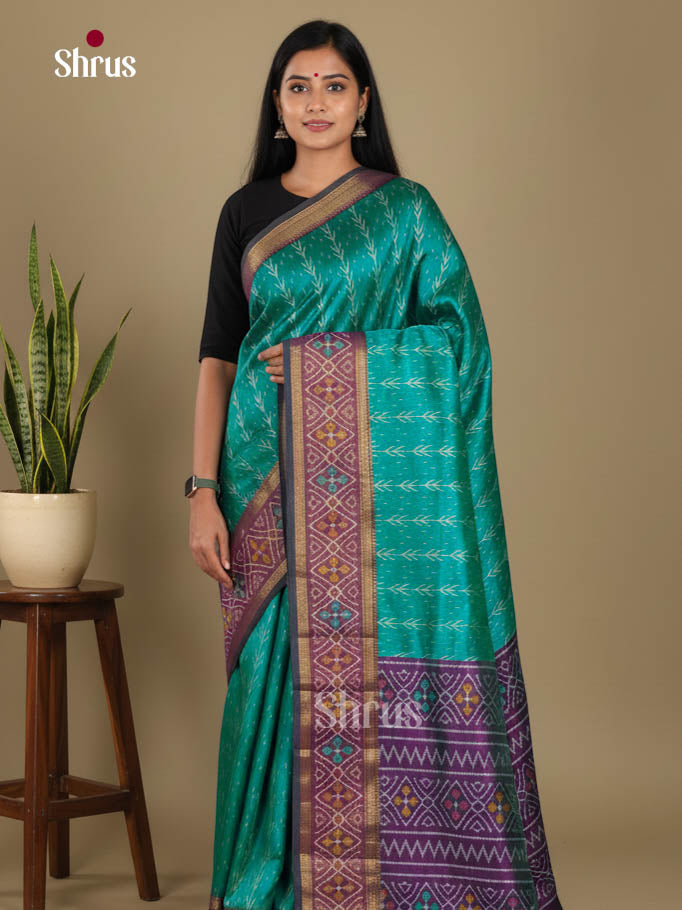 Green & Purple - Semi Patola Saree