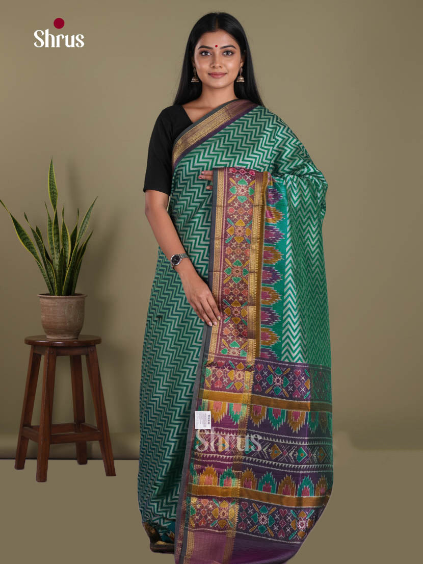 Green & Purple - Semi Patola Saree