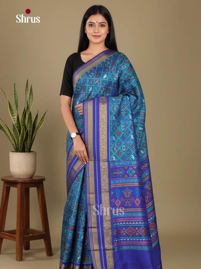 Blue- Semi Patola Saree