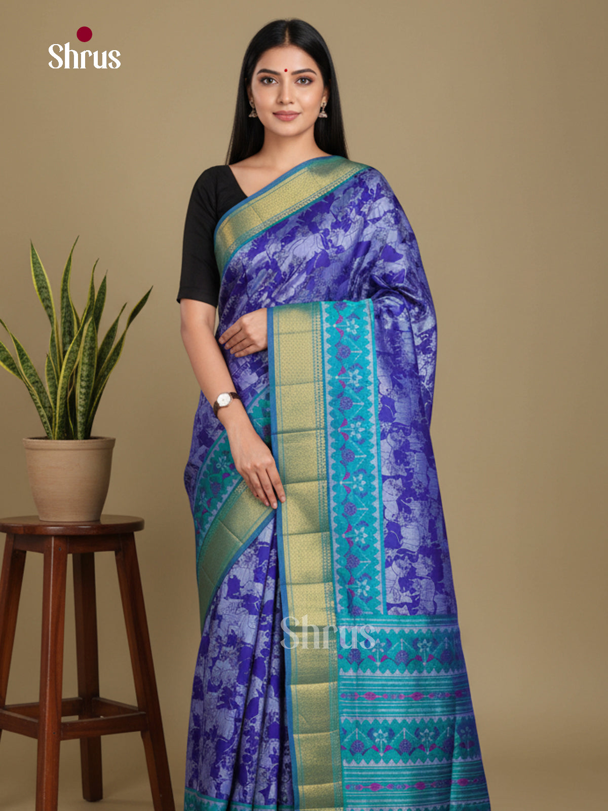 Blue & Teal - Semi Patola Saree
