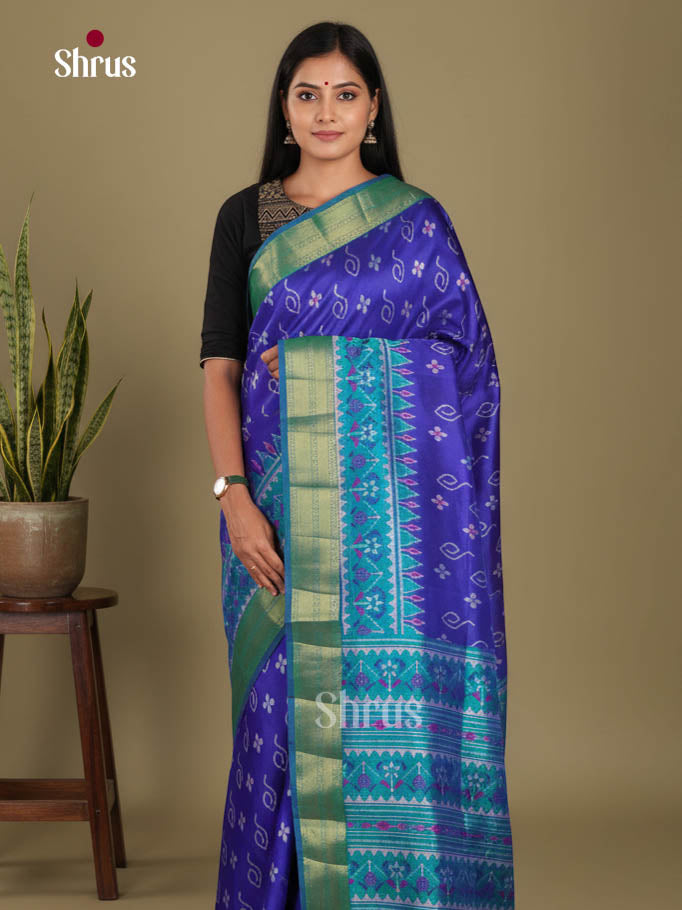 Blue & Sky Blue - Semi Patola Saree