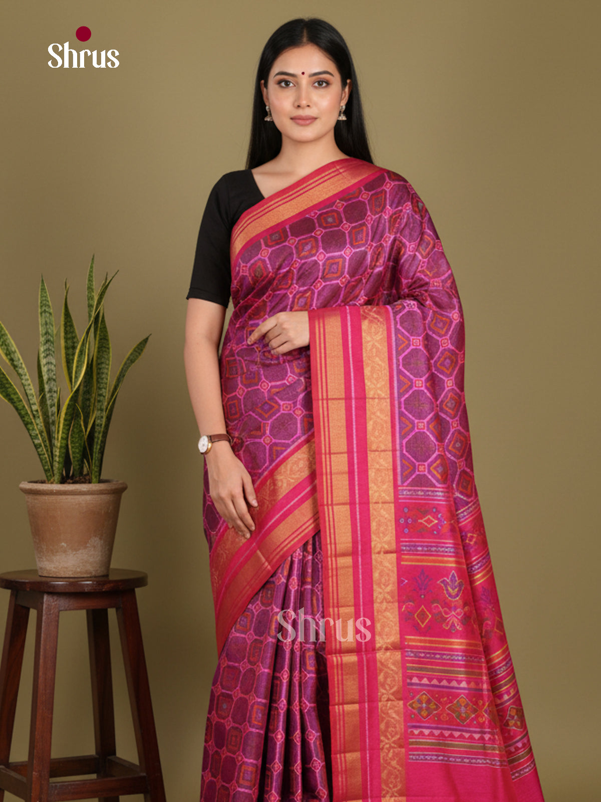Purple & Pink - Semi Patola Saree