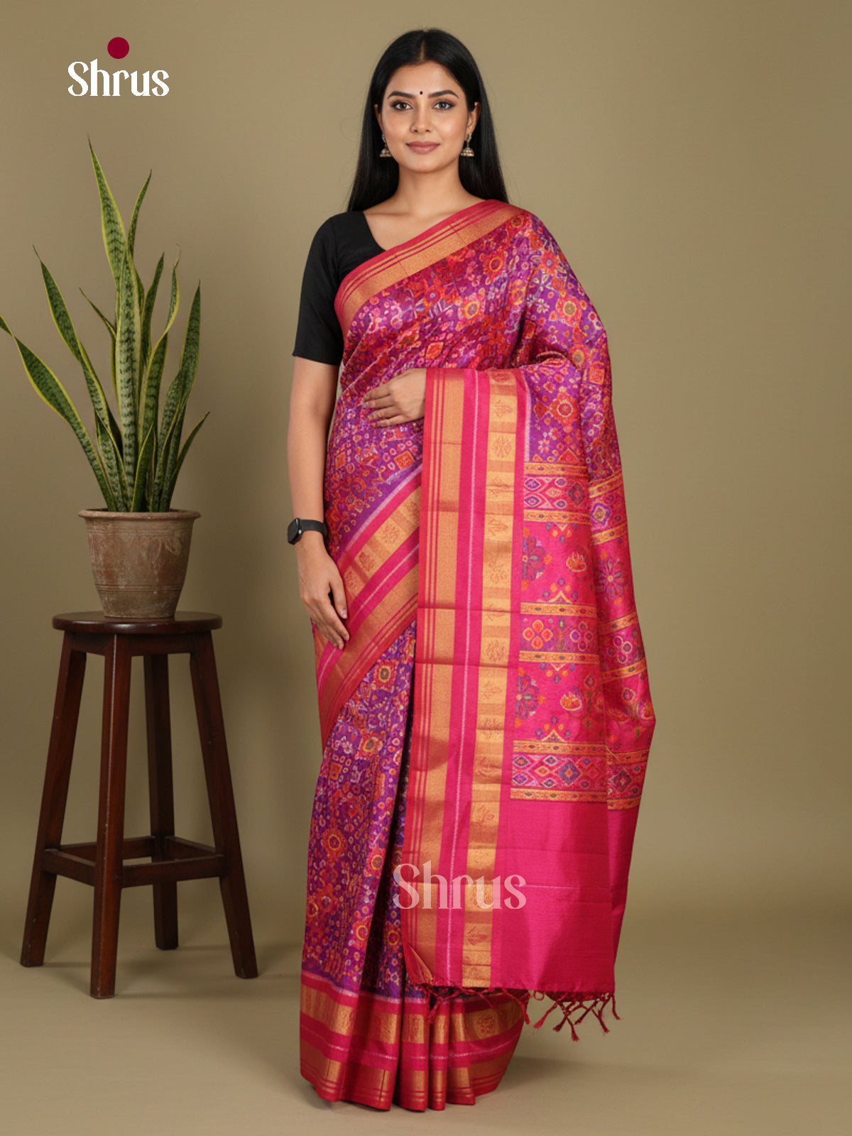 Purple & Pink - Semi Patola Saree