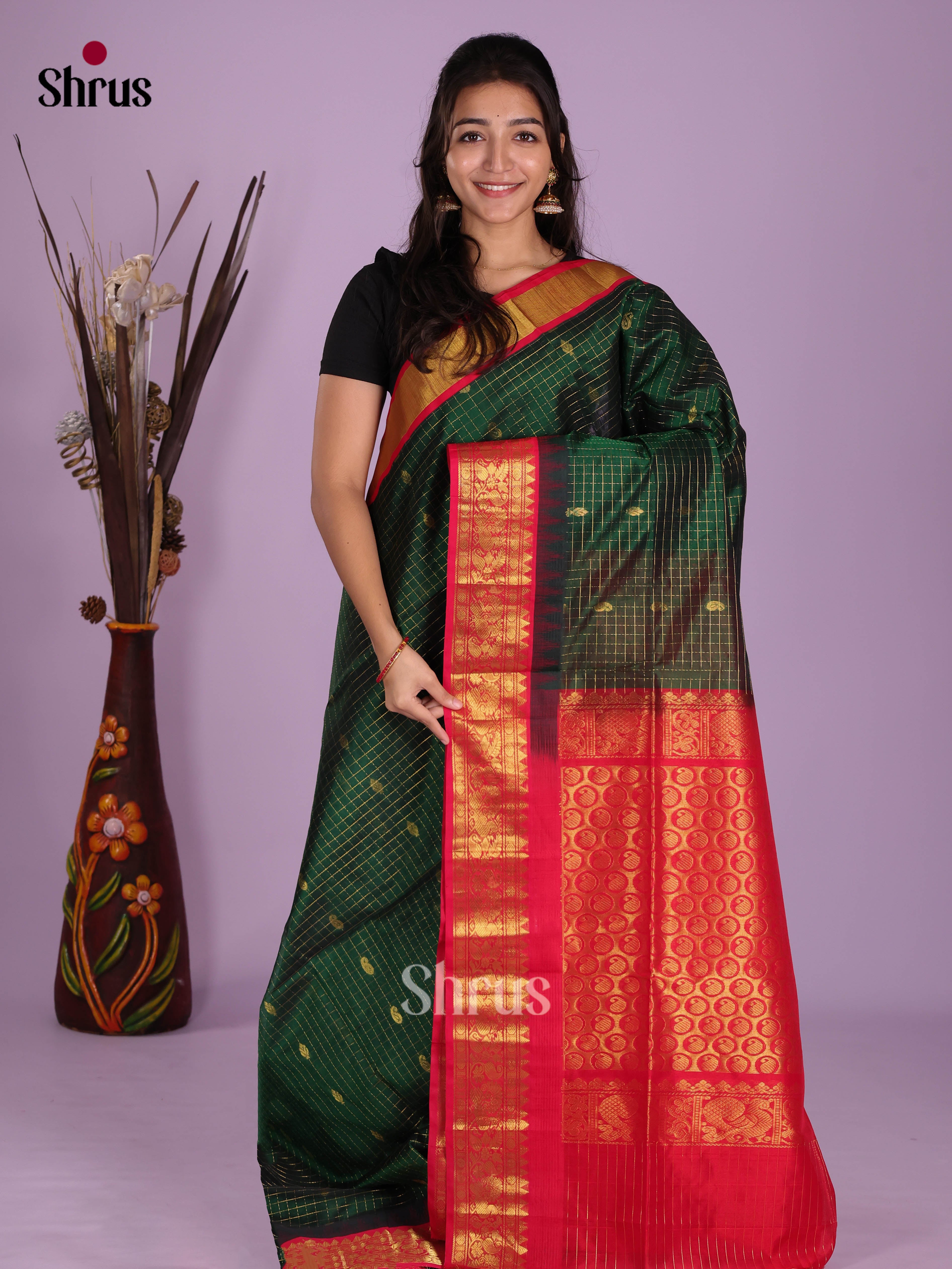DKS08296 - Silk Cotton Saree - Shop on Shrus.com