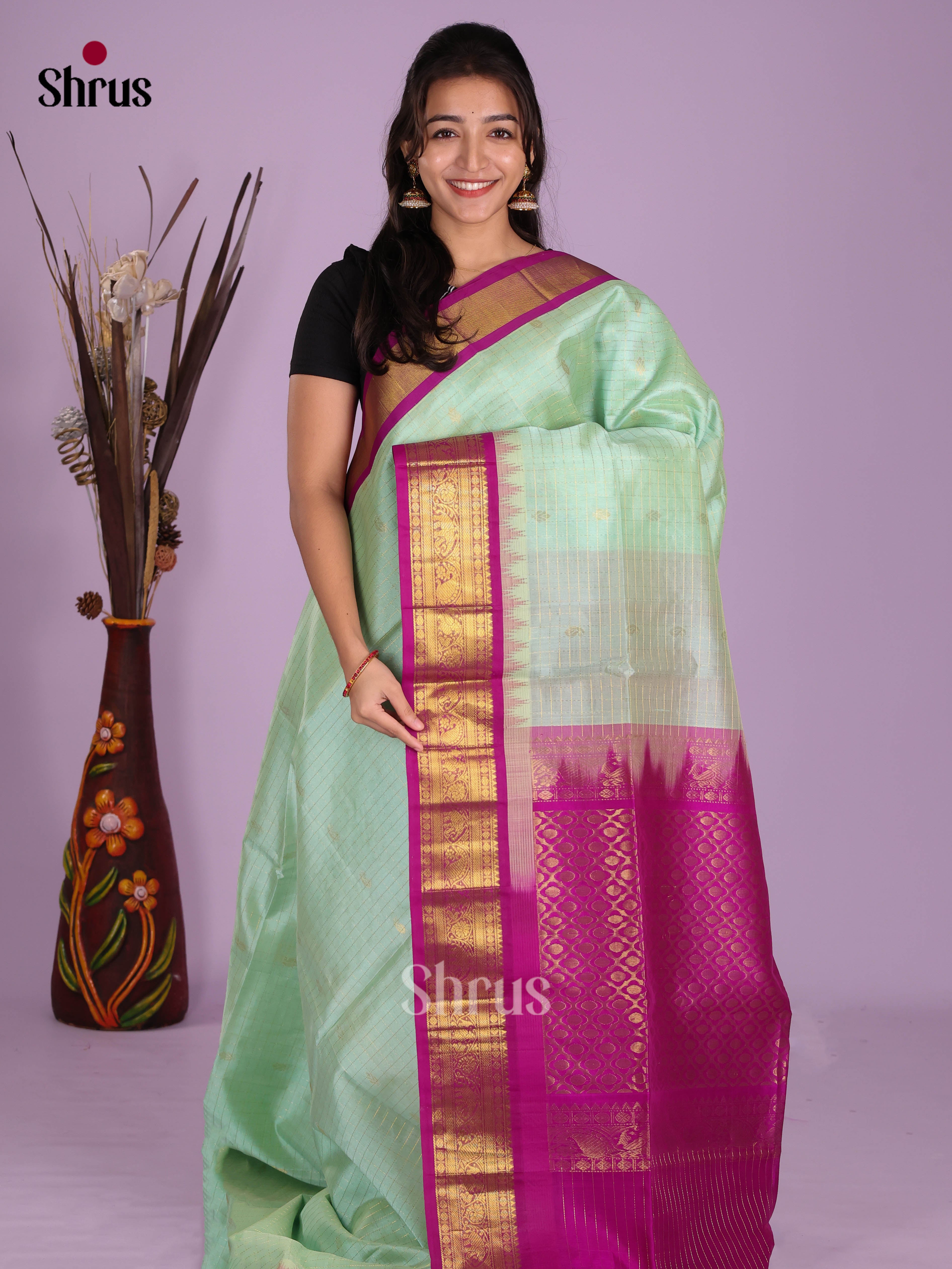 DKS08301 - Silk Cotton Saree - Shop on Shrus.com