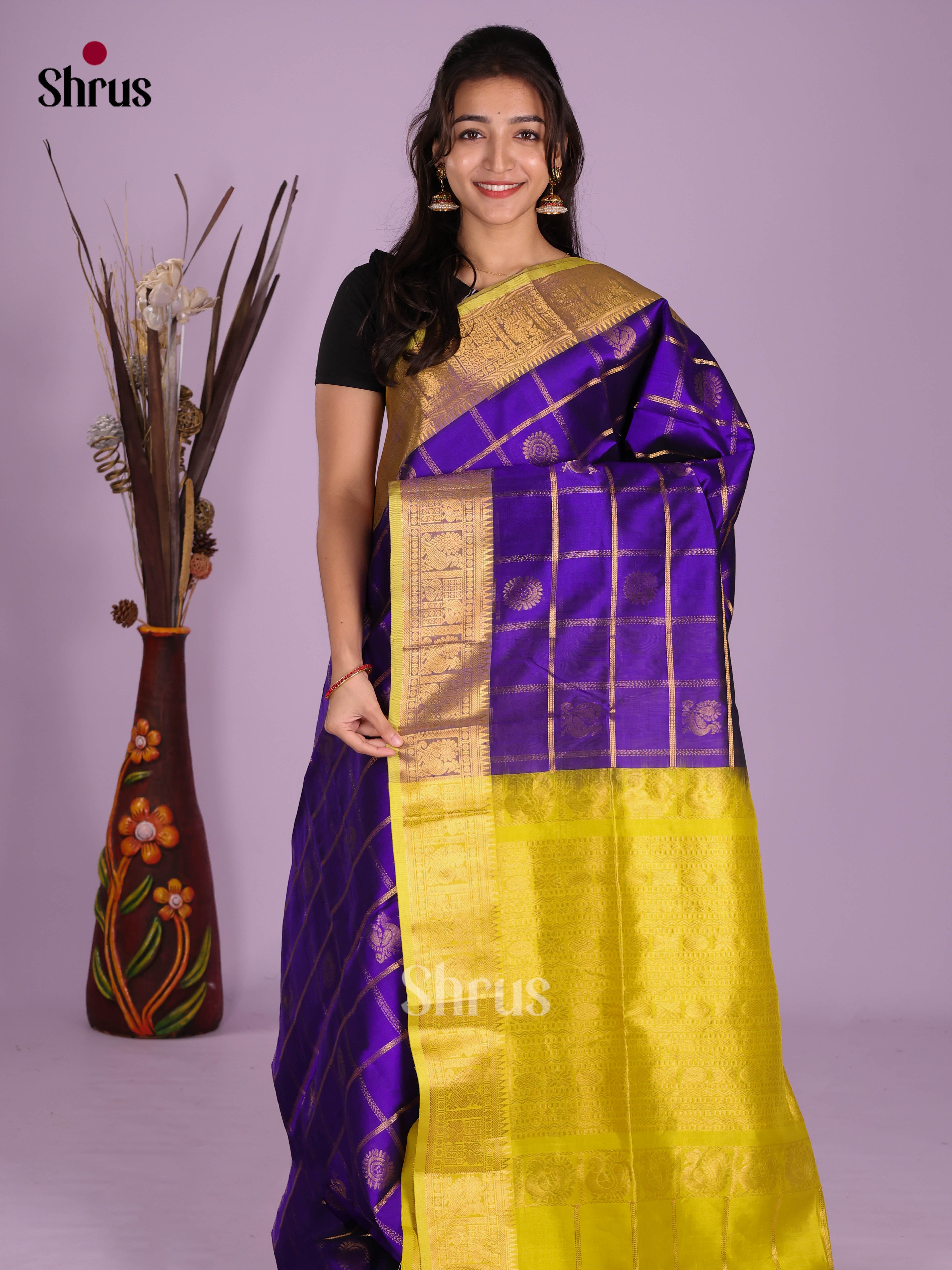 DKS08330 - Silk Cotton Saree - Shop on Shrus.com