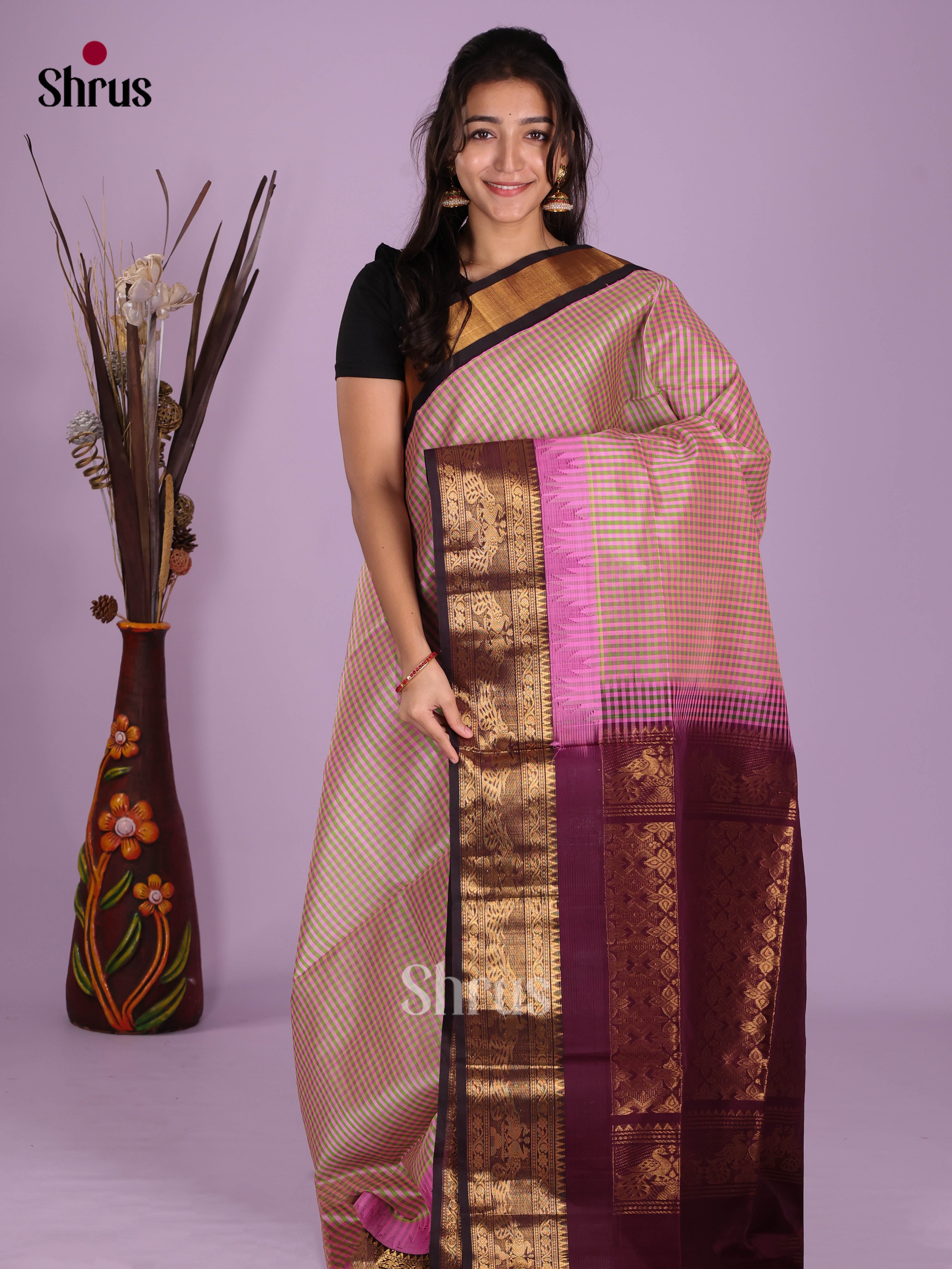 DKS08336 - Silk Cotton Saree - Shop on Shrus.com