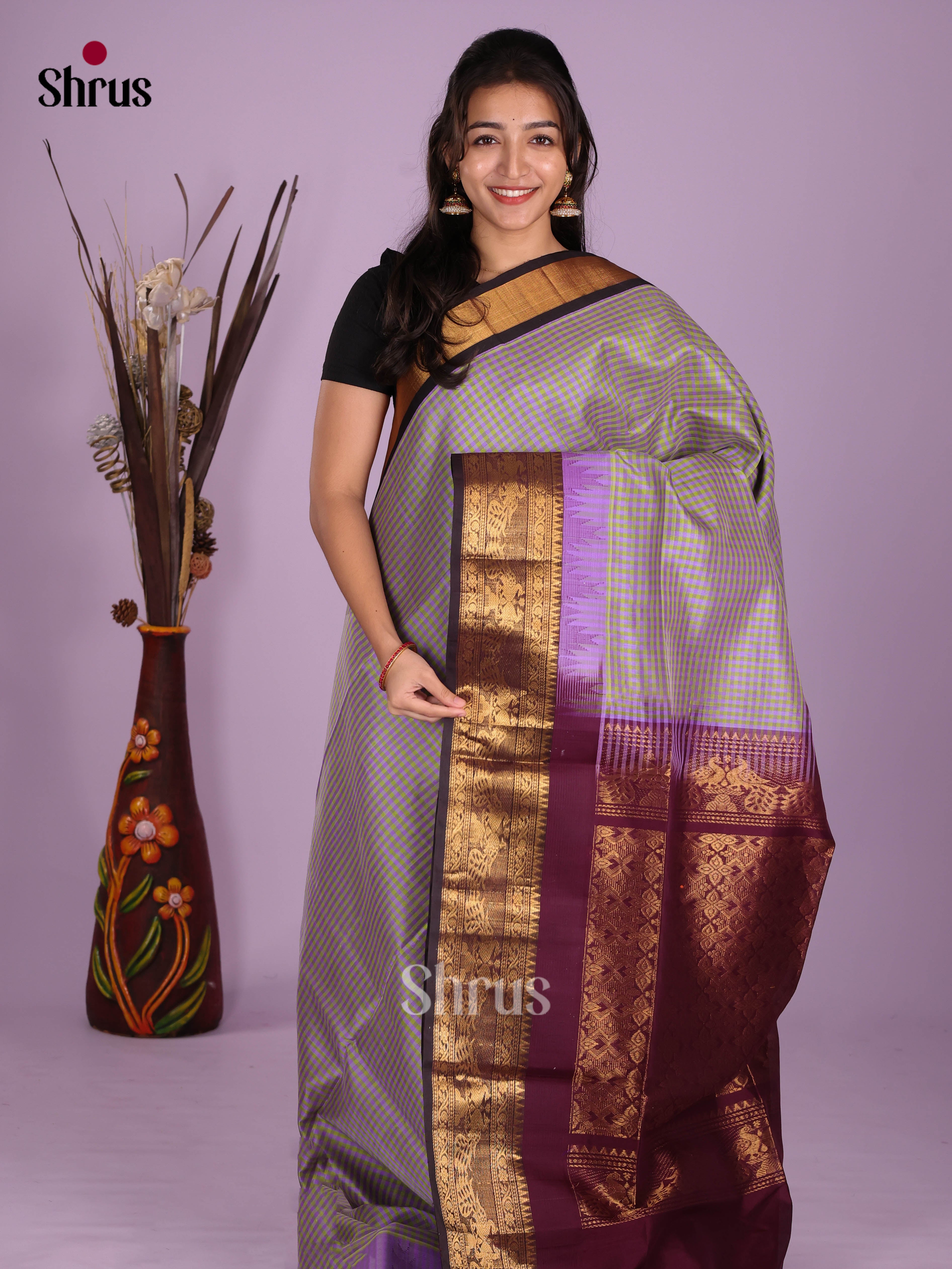 DKS08341 - Silk Cotton Saree - Shop on Shrus.com