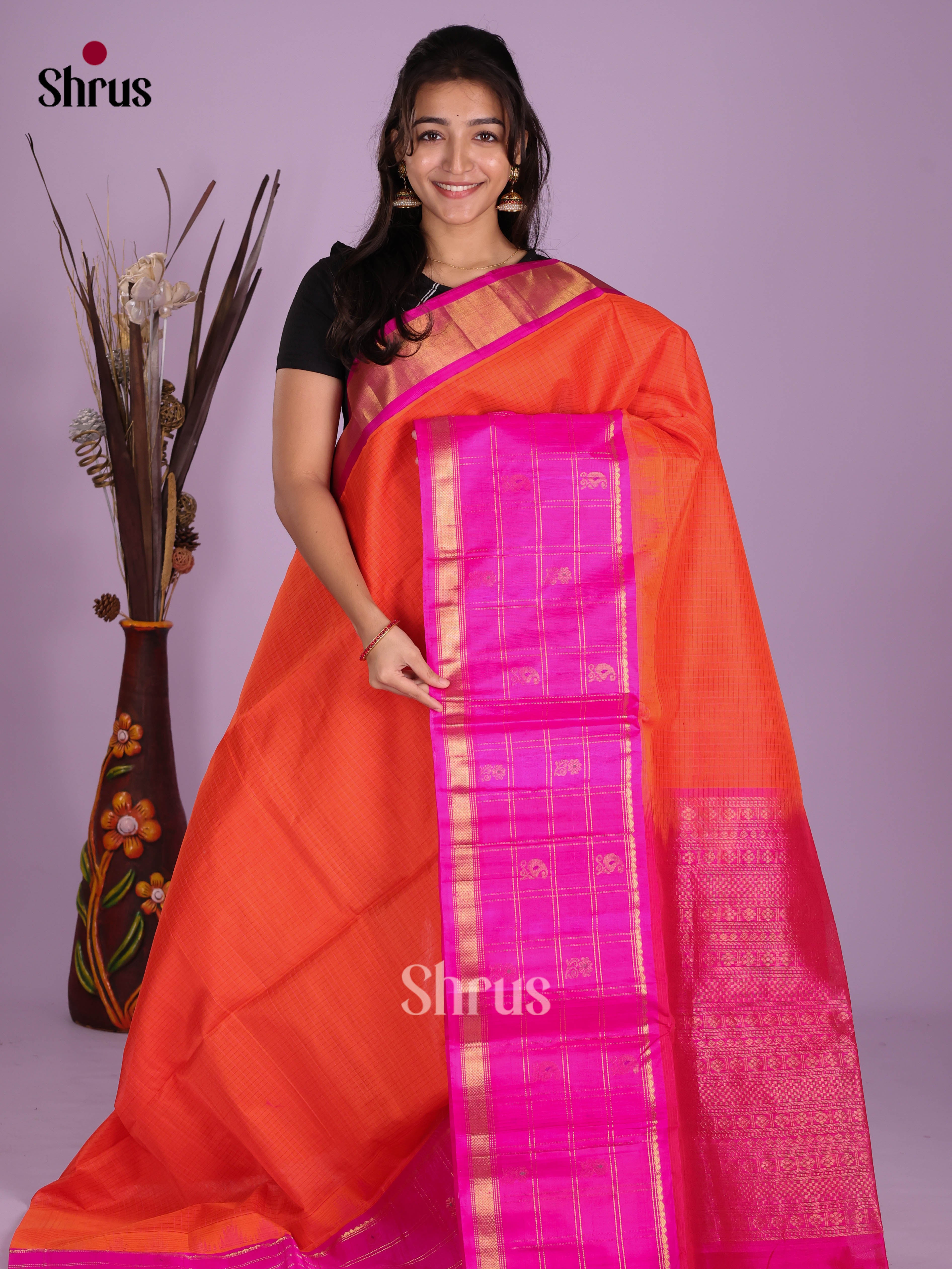 DKS08351 - Silk Cotton Saree - Shop on Shrus.com