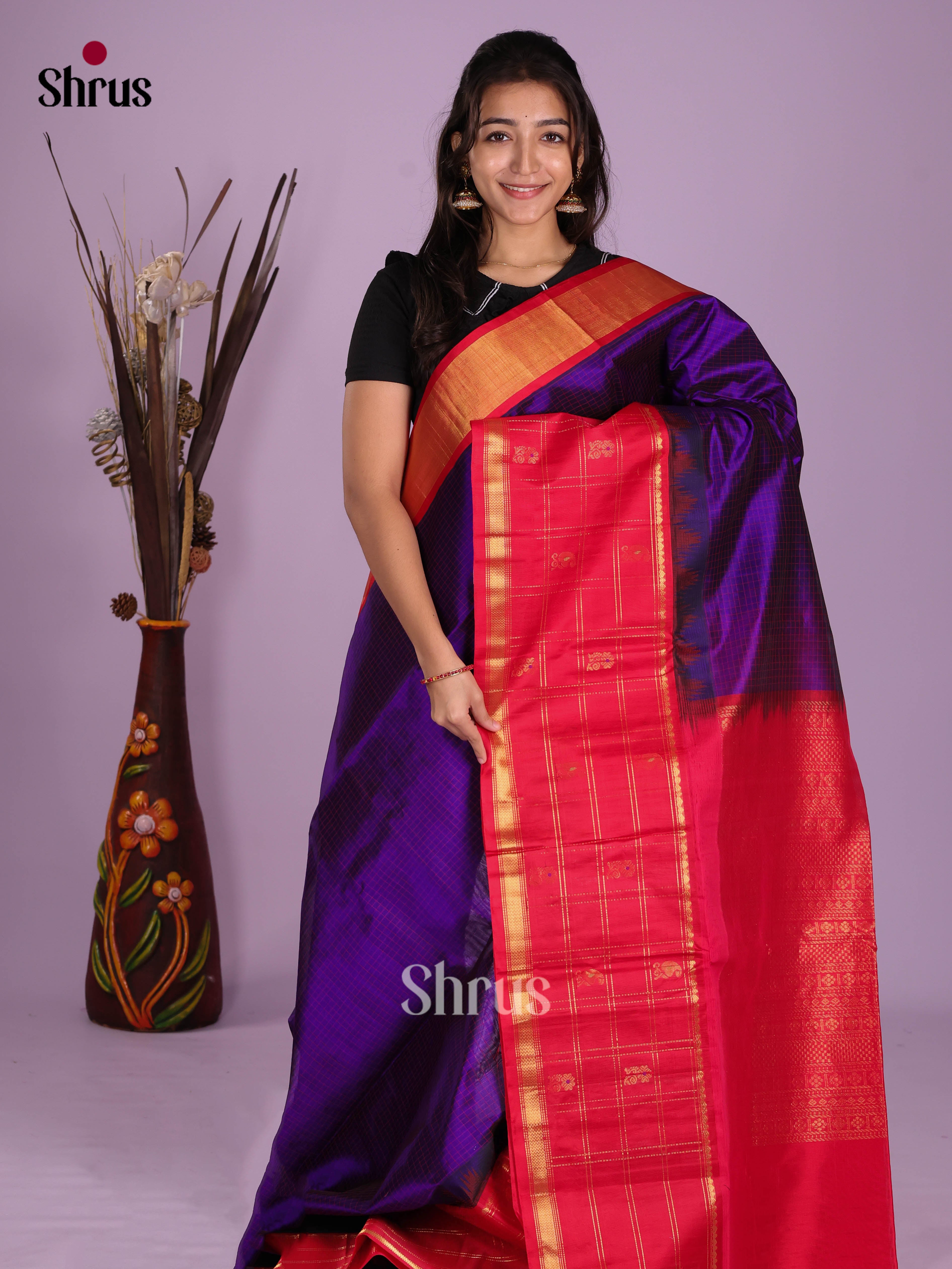 DKS08353 - Silk Cotton Saree - Shop on Shrus.com