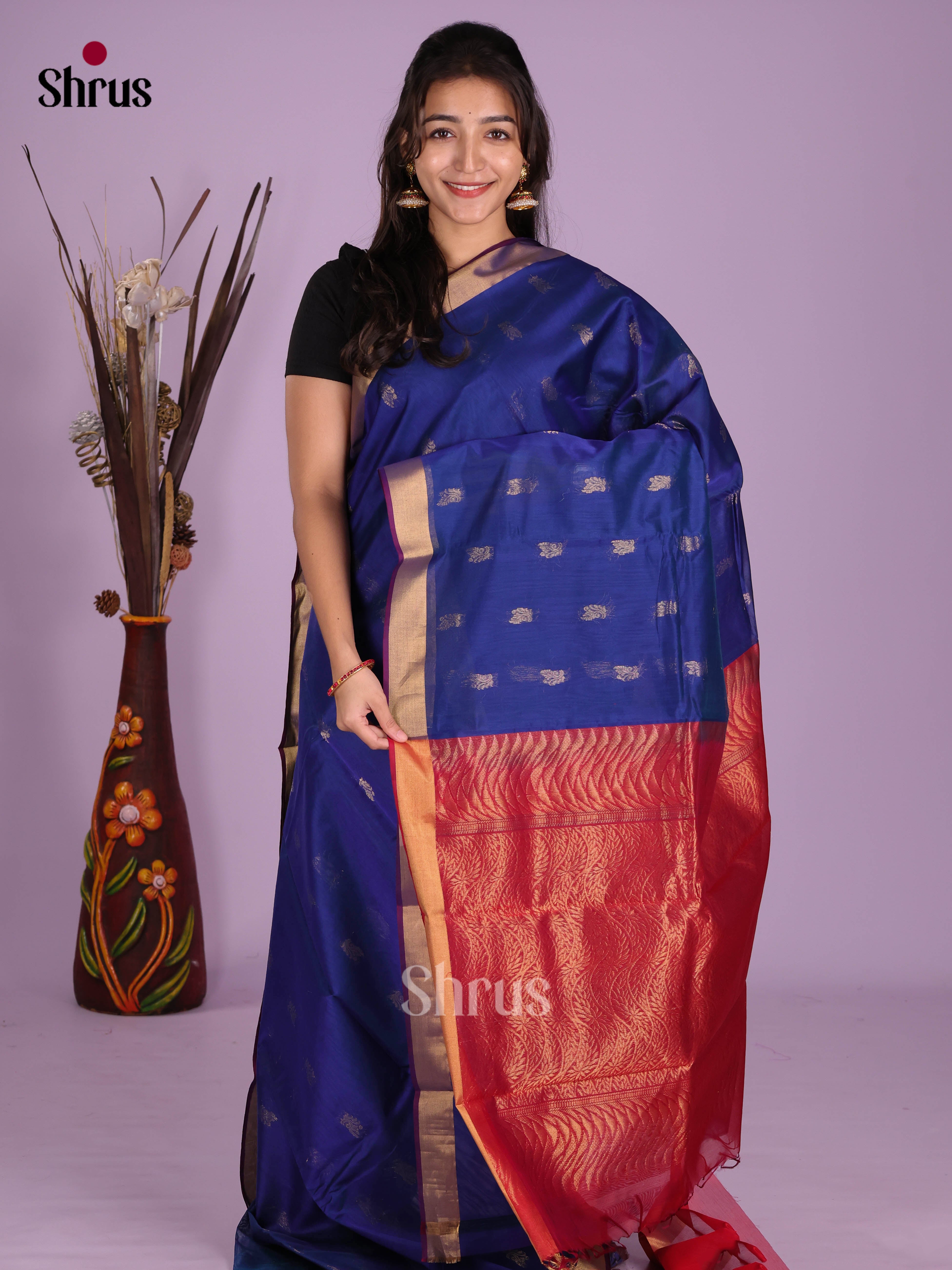 Blue & Red - Timeless Silk Cotton Saree