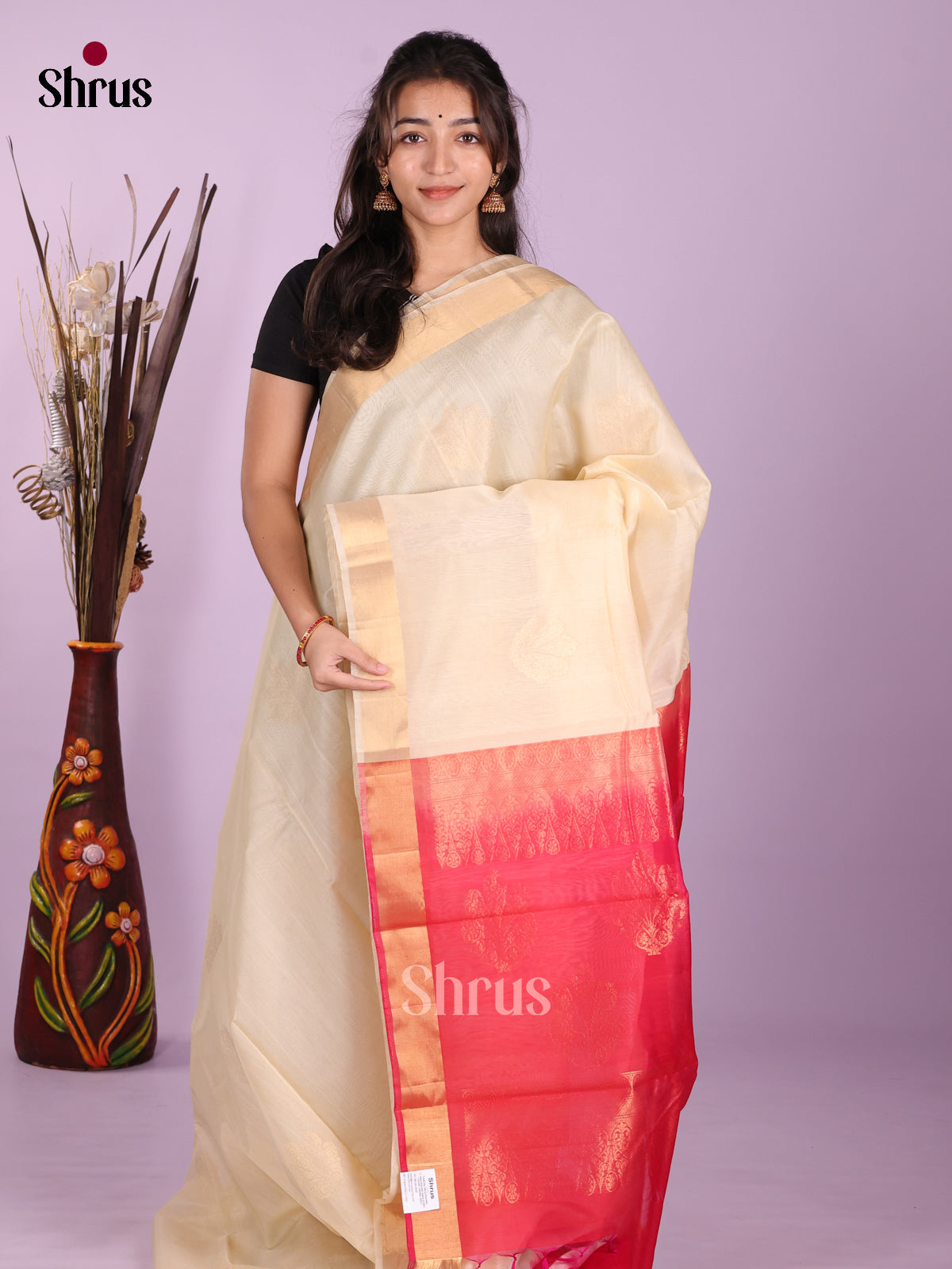 Cream & Red - Timeless Silk Cotton Saree