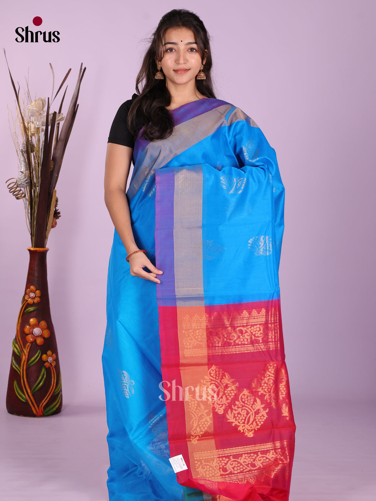 Blue & Maroon - Timeless Silk Cotton Saree