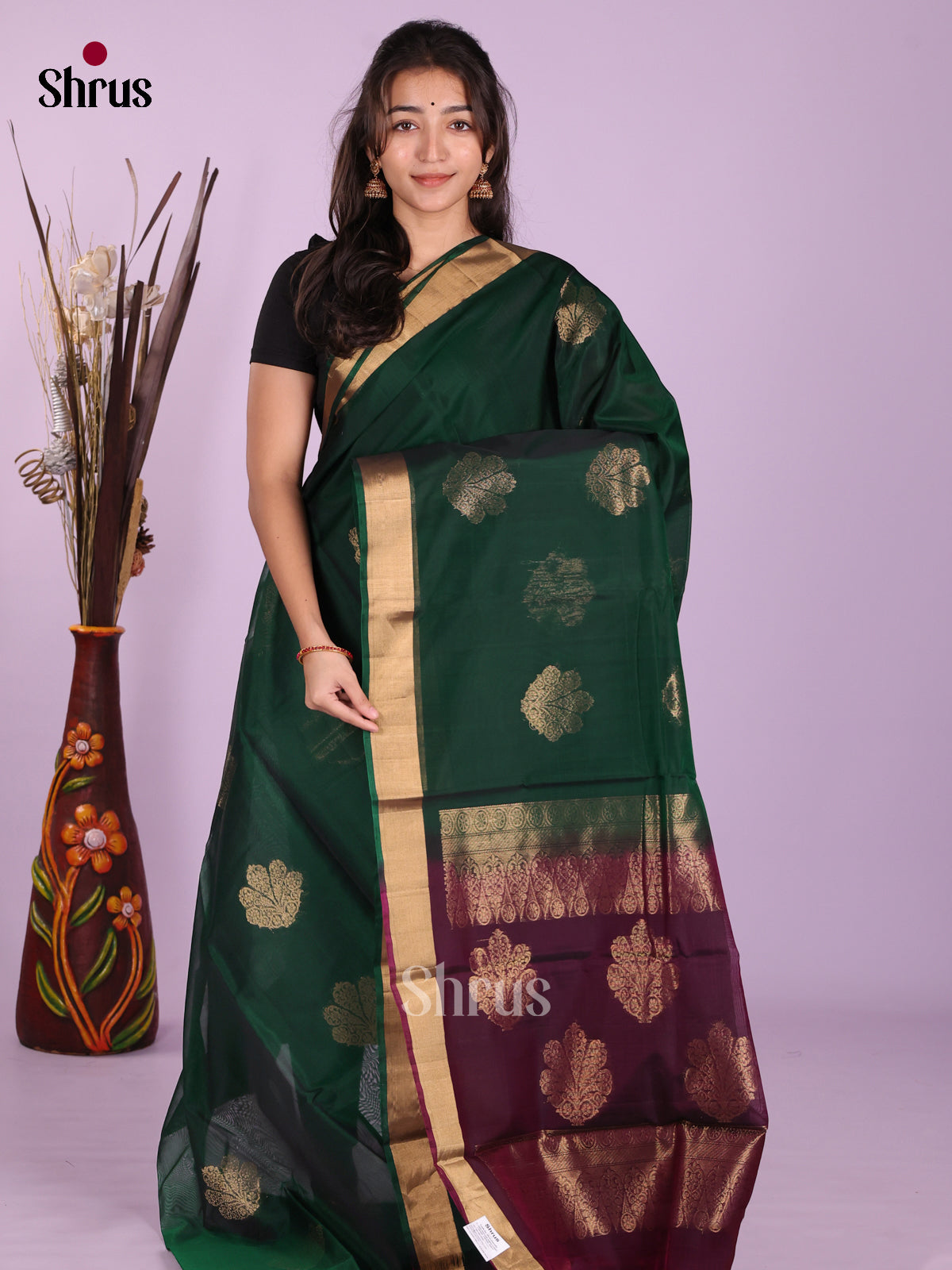Green & Maroon - Timeless Silk Cotton Saree