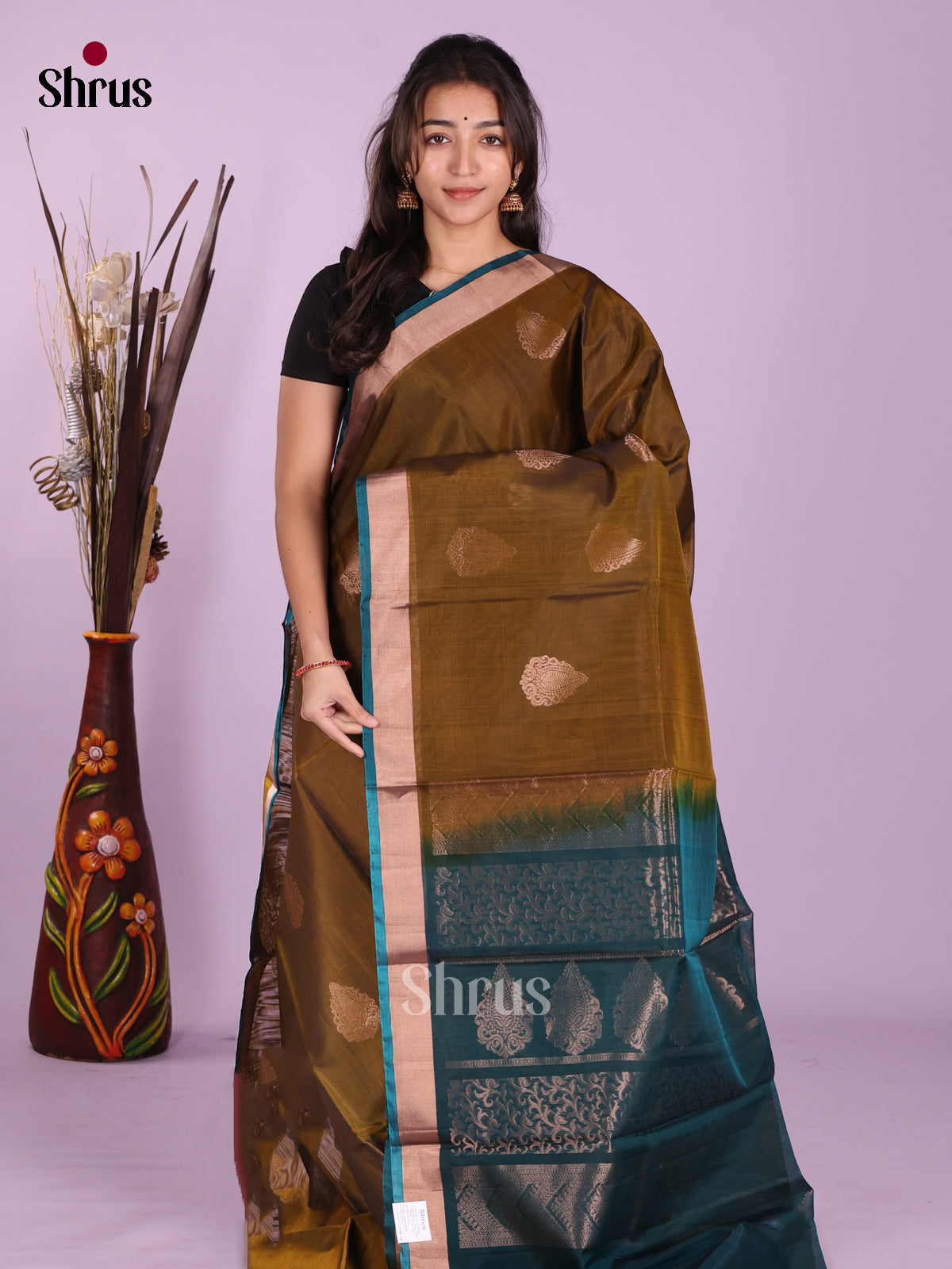 Mehandi & Peacock Blue - Timeless Silk Cotton Saree