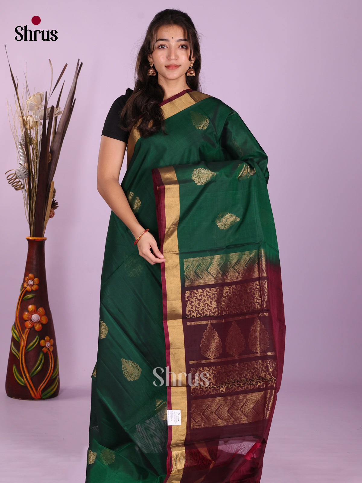 Green & Maroon - Timeless Silk Cotton Saree