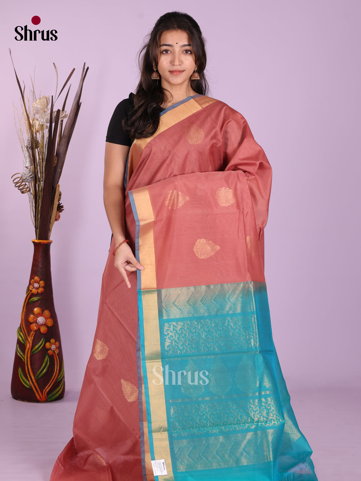 Onion Peel & Teal - Timeless Silk Cotton Saree