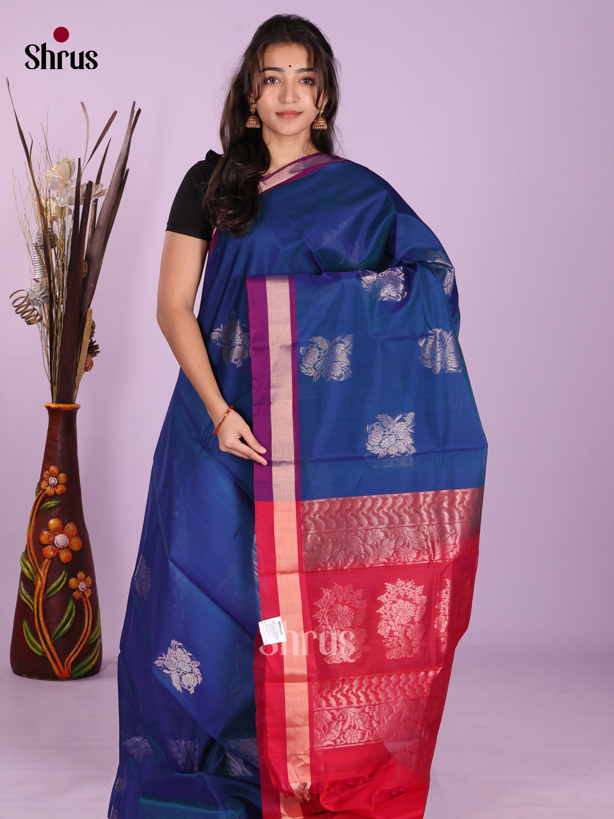 Blue & Red - Timeless Silk Cotton Saree