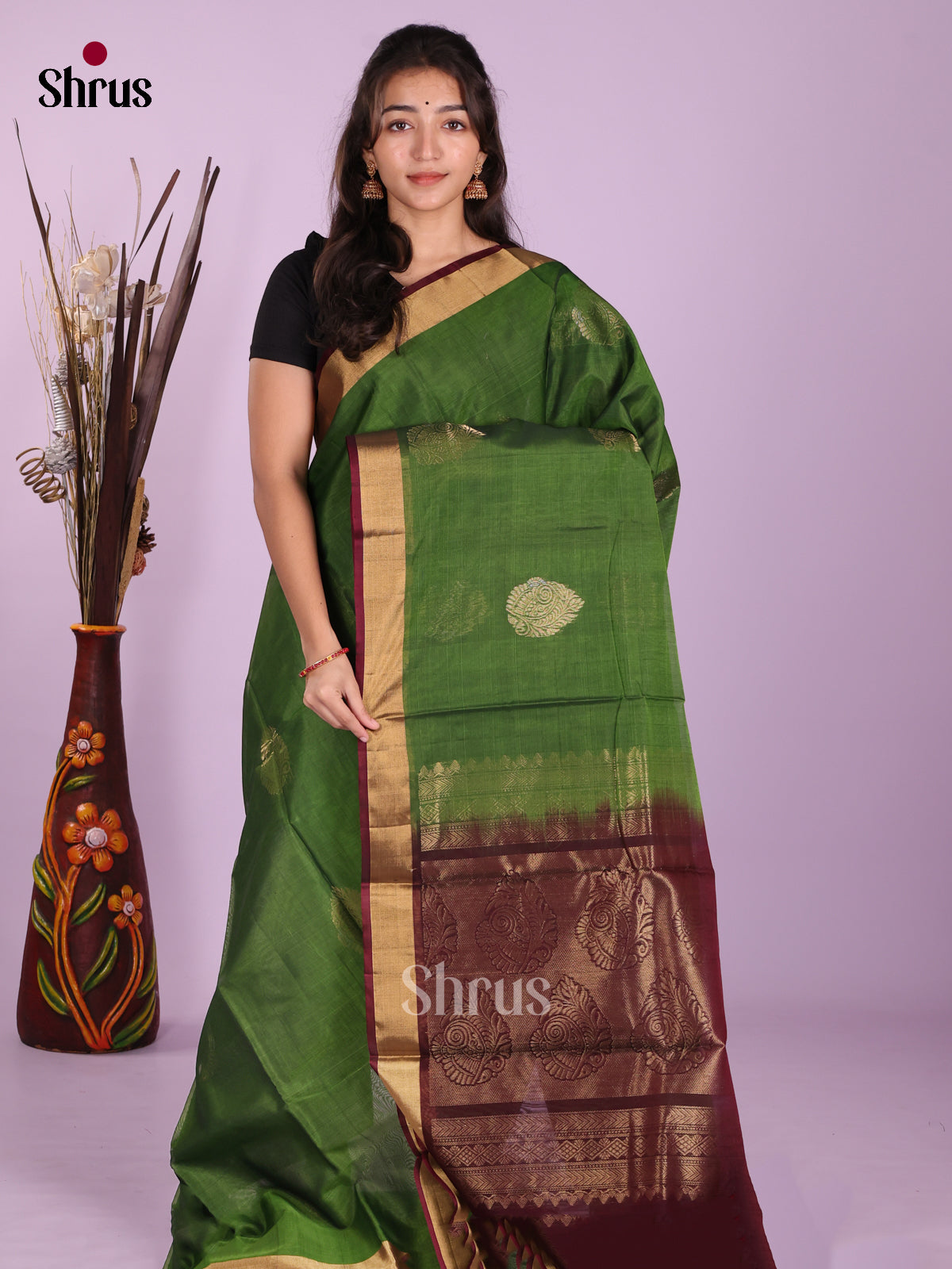 Green & Maroon - Timeless Silk Cotton Saree