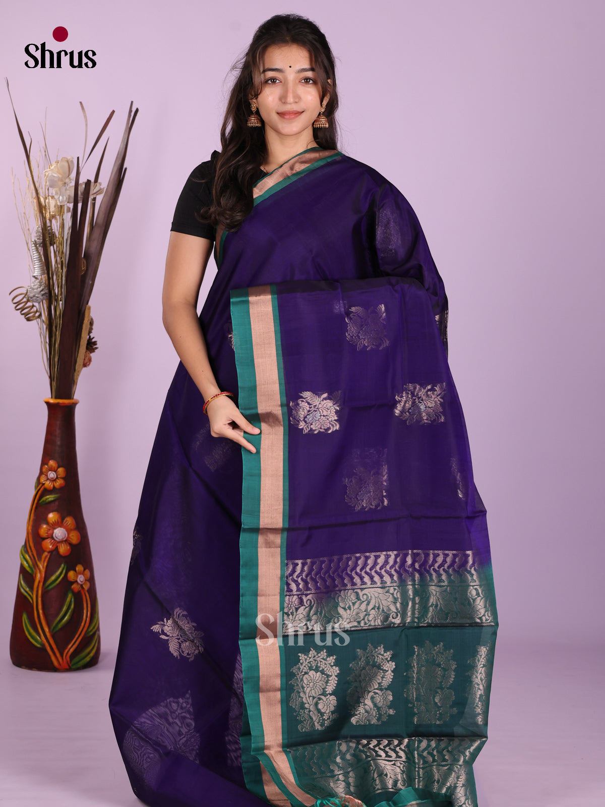 Blue & Peacock Green- Timeless Silk Cotton Saree