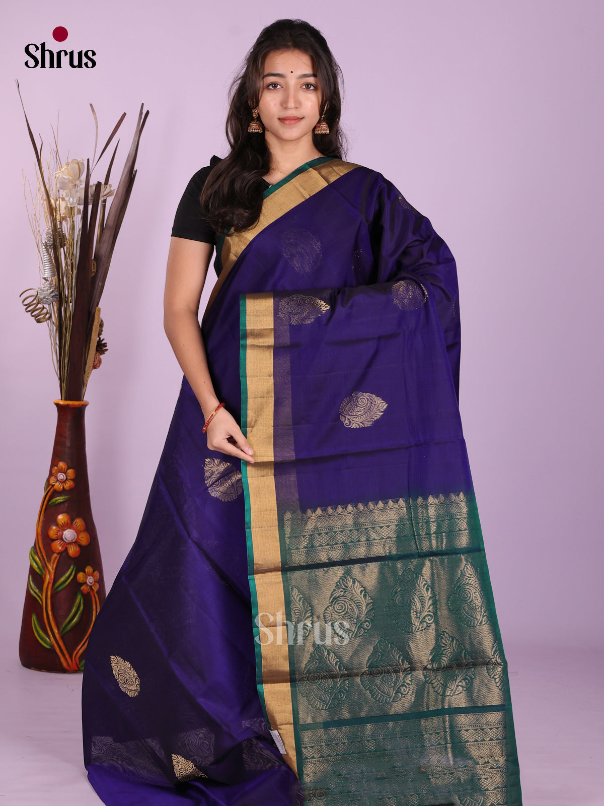 Blue & Peacock Green- Timeless Silk Cotton Saree