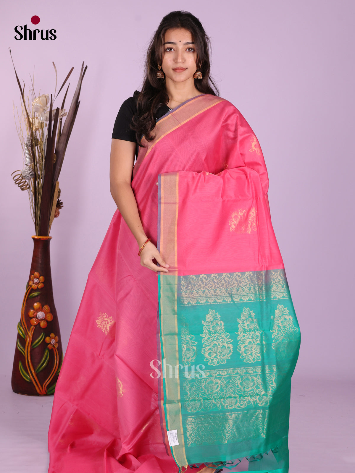 Pink & Teal- Timeless Silk Cotton Saree