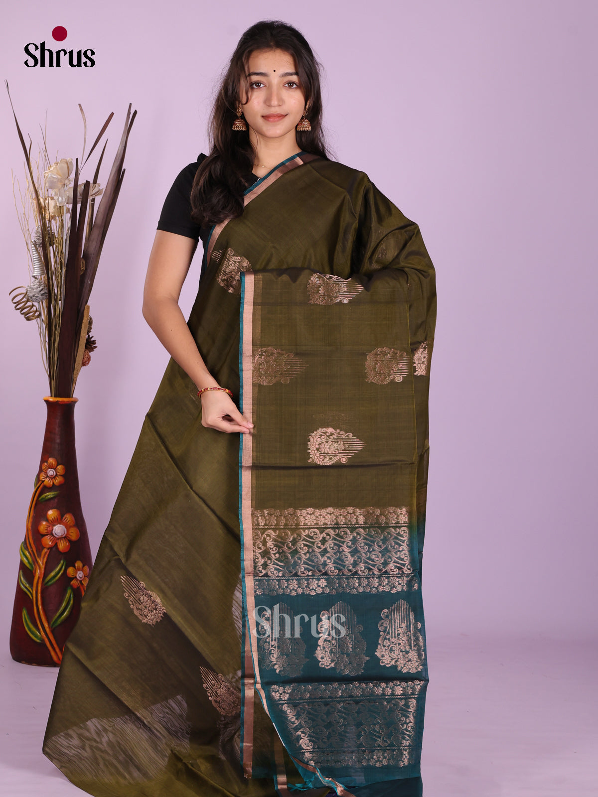 Mehandi Green & Blue- Timeless Silk Cotton Saree
