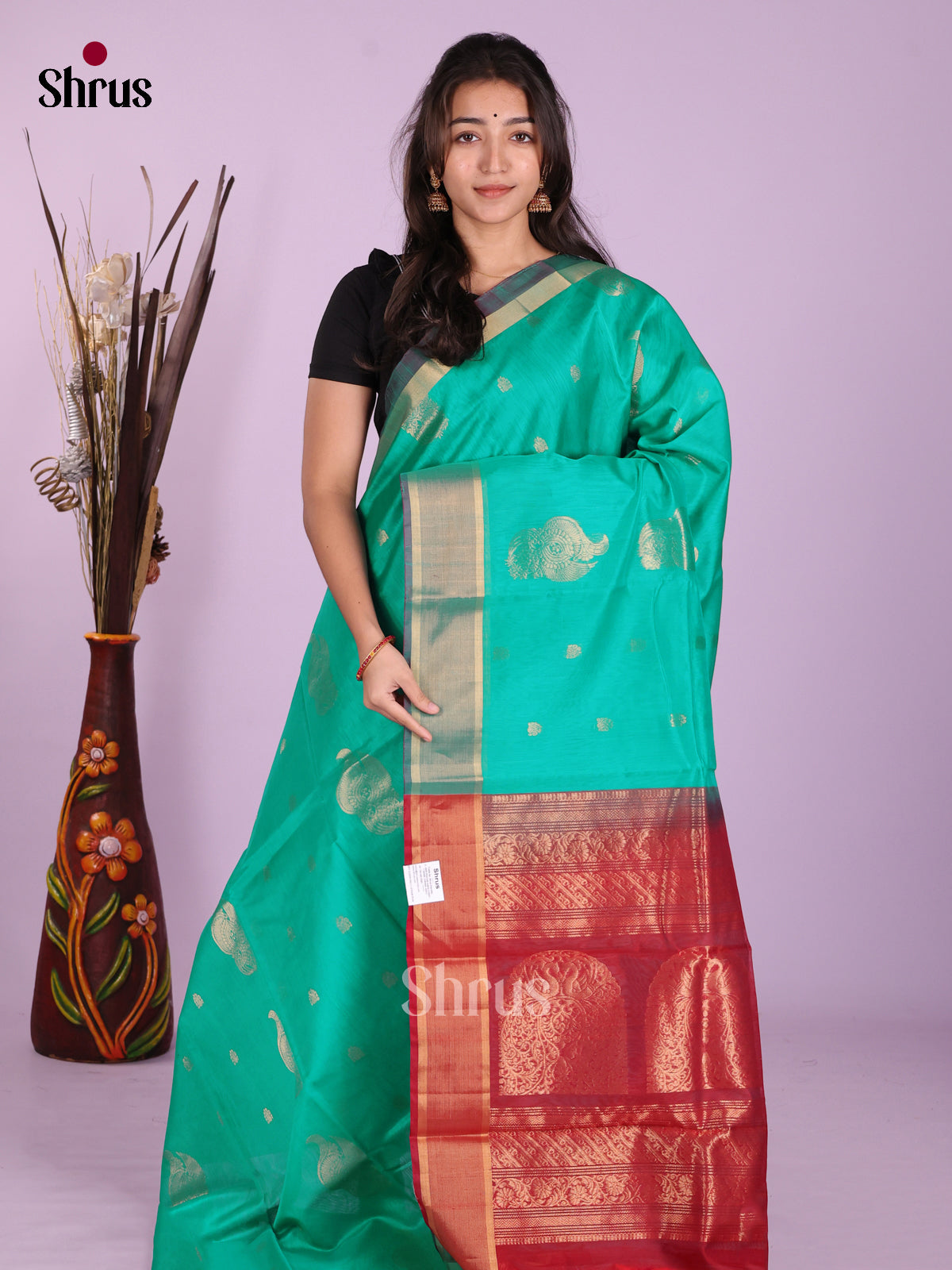 Teal & Red- Timeless Silk Cotton Saree