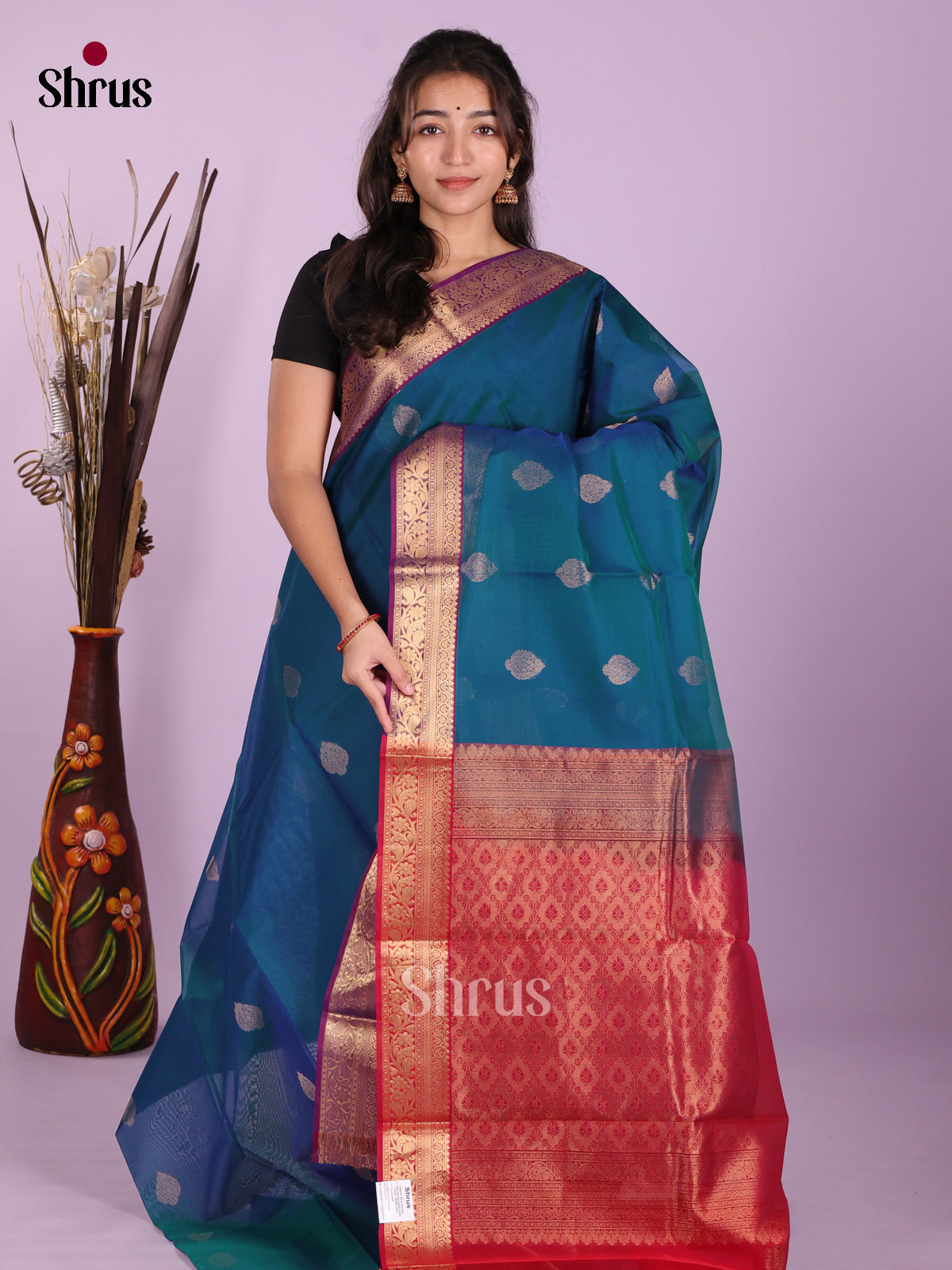 Blue & Red - Timeless Silk Cotton Saree