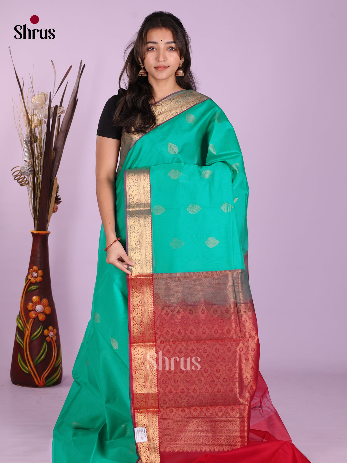 Teal & Red - Timeless Silk Cotton Saree