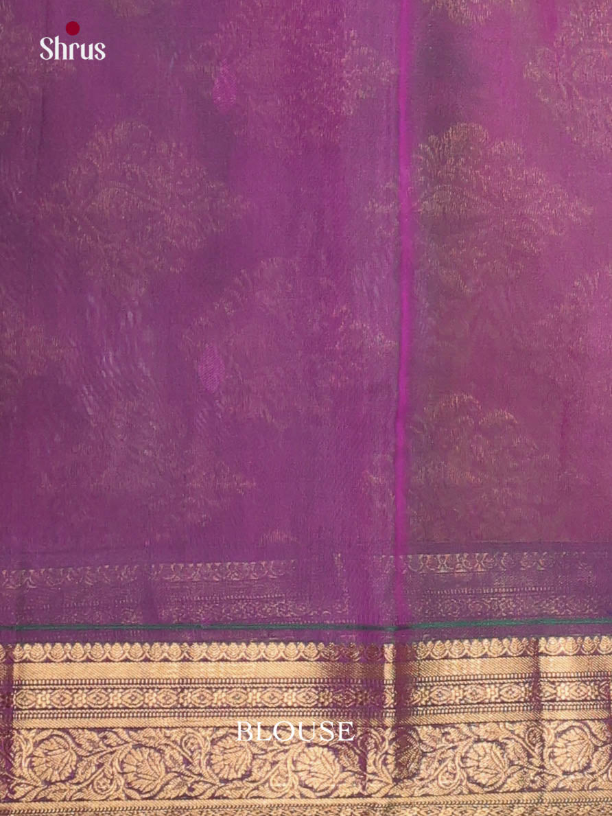 Orangish Pink & Green - Timeless Silk Cotton Saree - Shop on Shrus.com