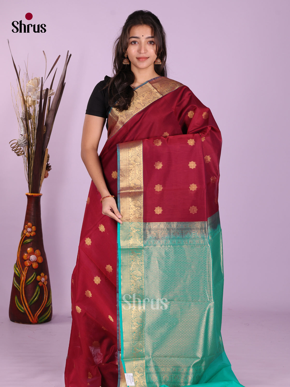 Maroon & Teal Green - Timeless Silk Cotton Saree