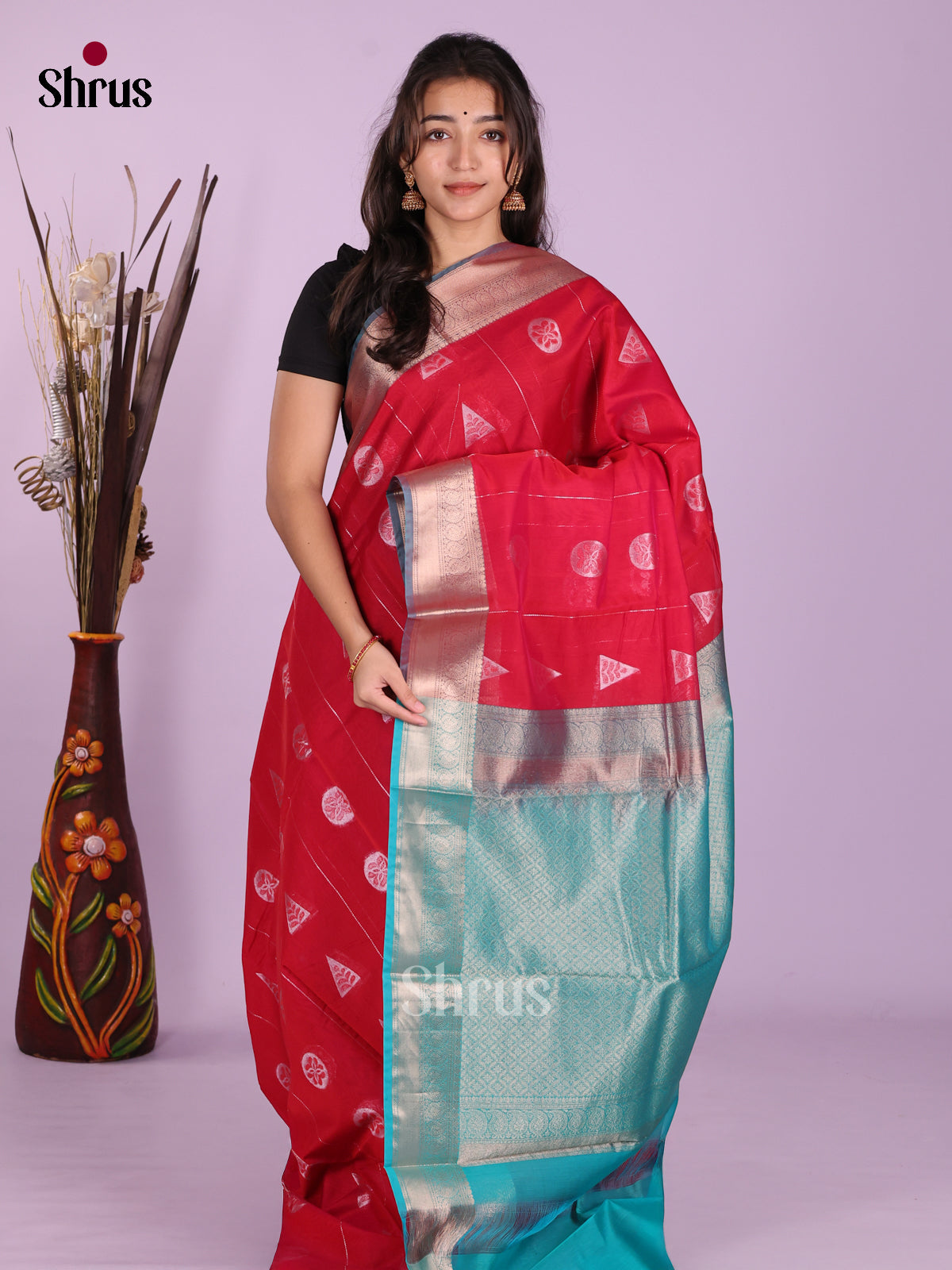 Red & Blue - Timeless Silk Cotton Saree