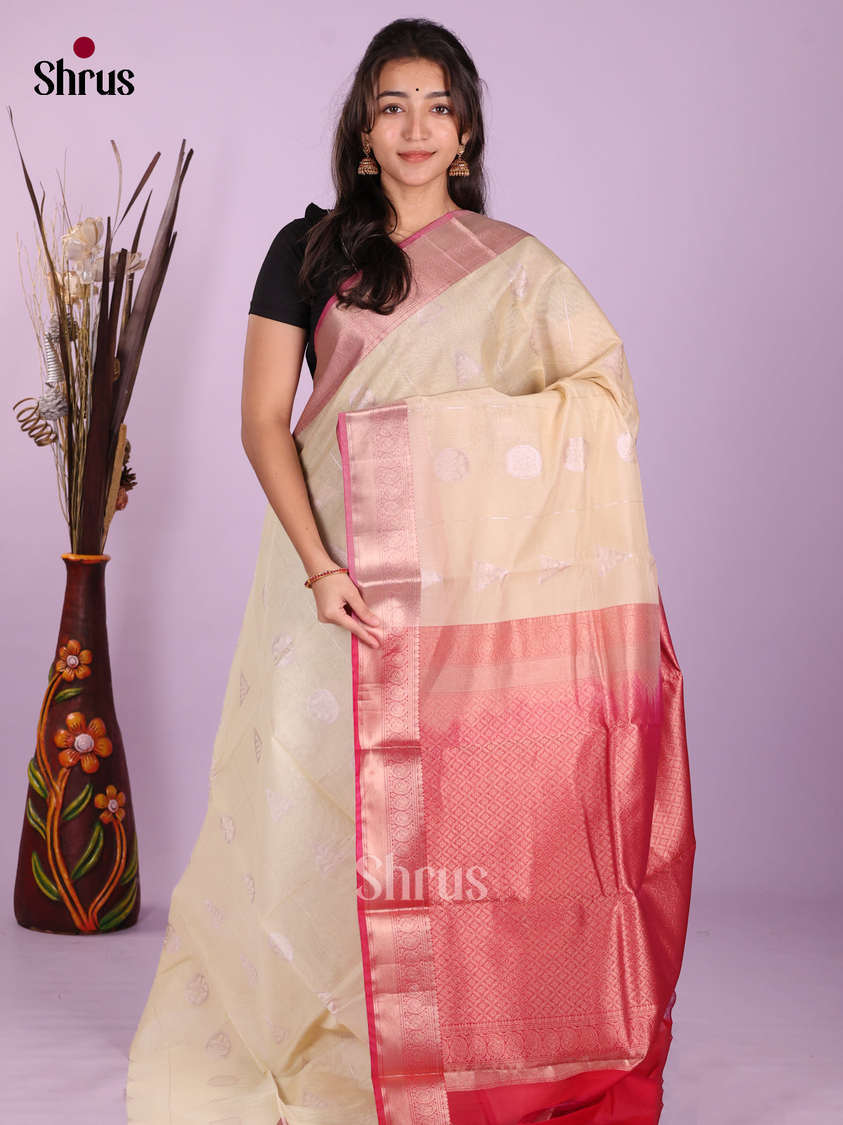 Cream & Red- Timeless Silk Cotton Saree