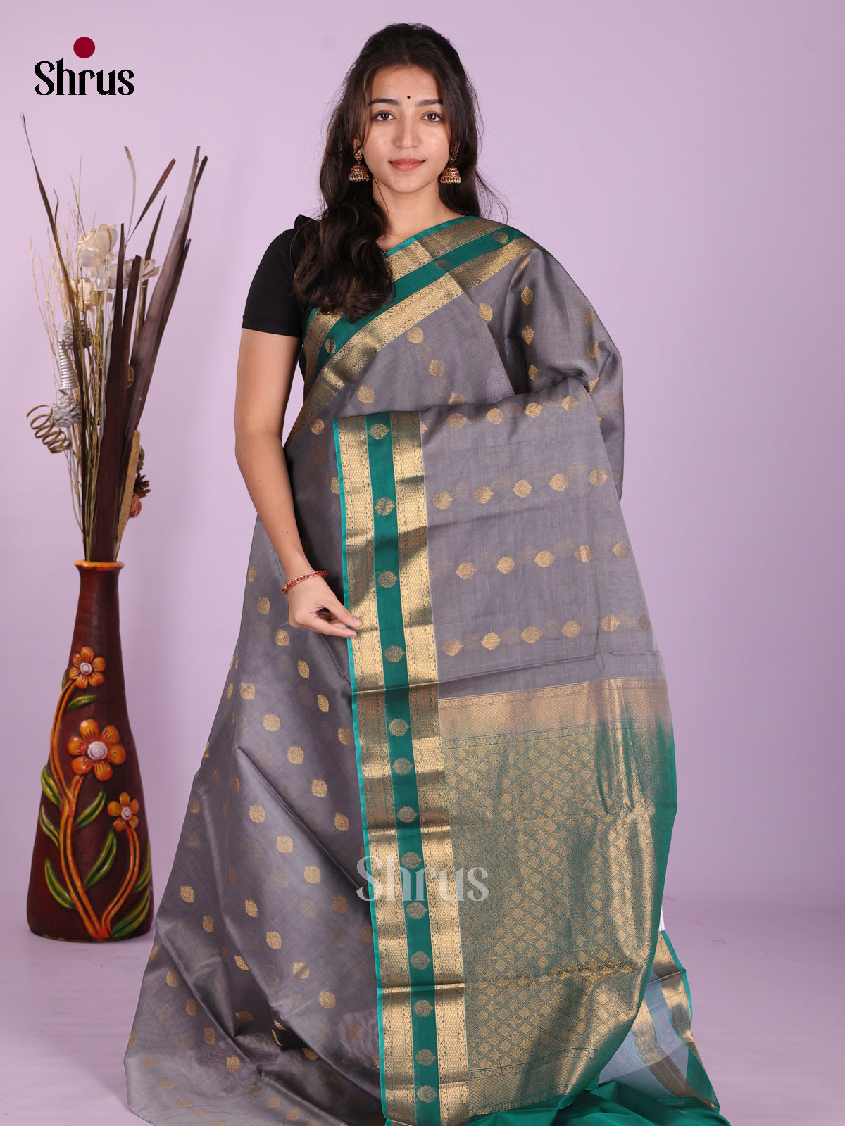 Grey & Green - Timeless Silk Cotton Saree