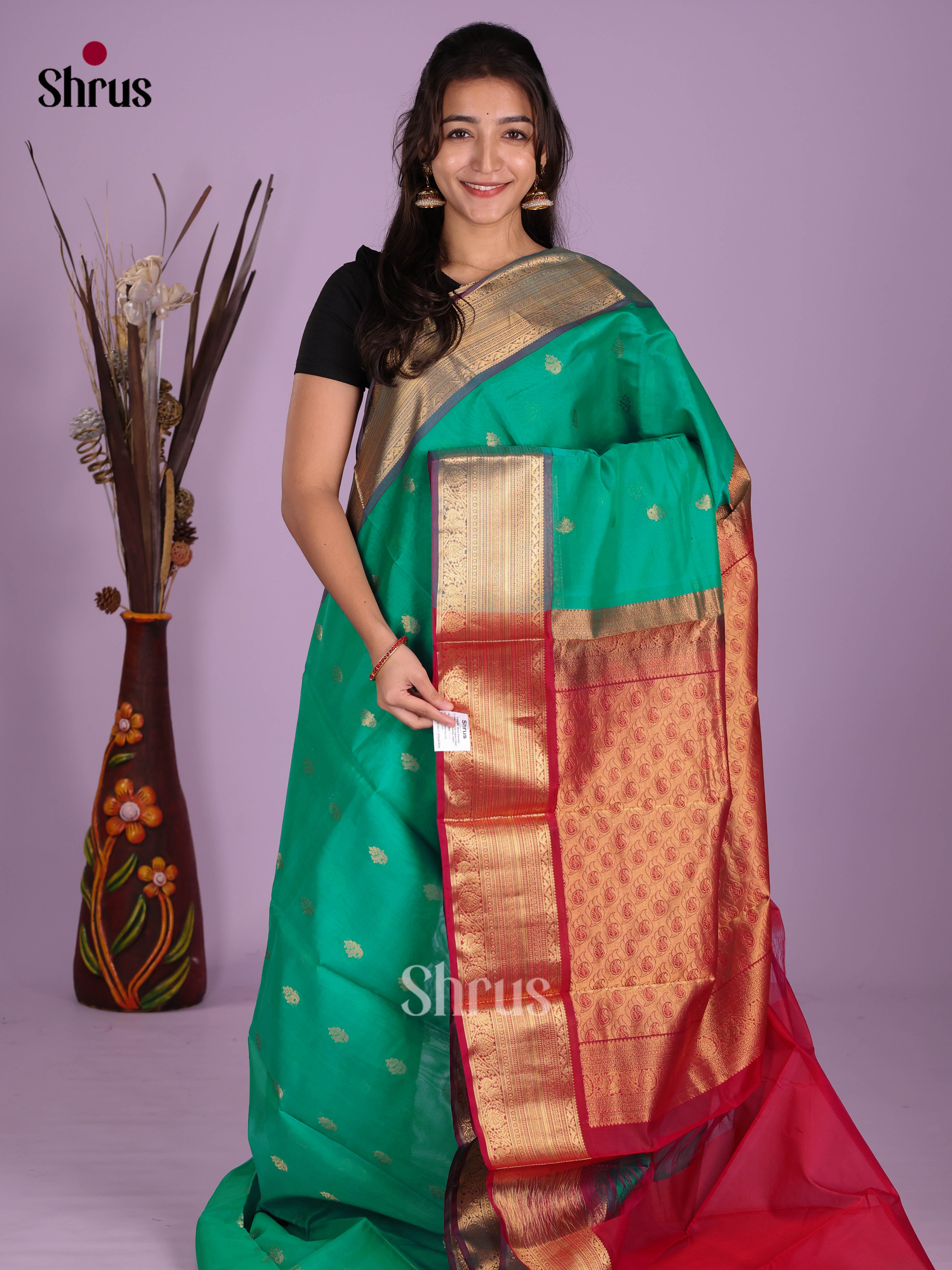 Green & Red - Timeless Silk Cotton Saree