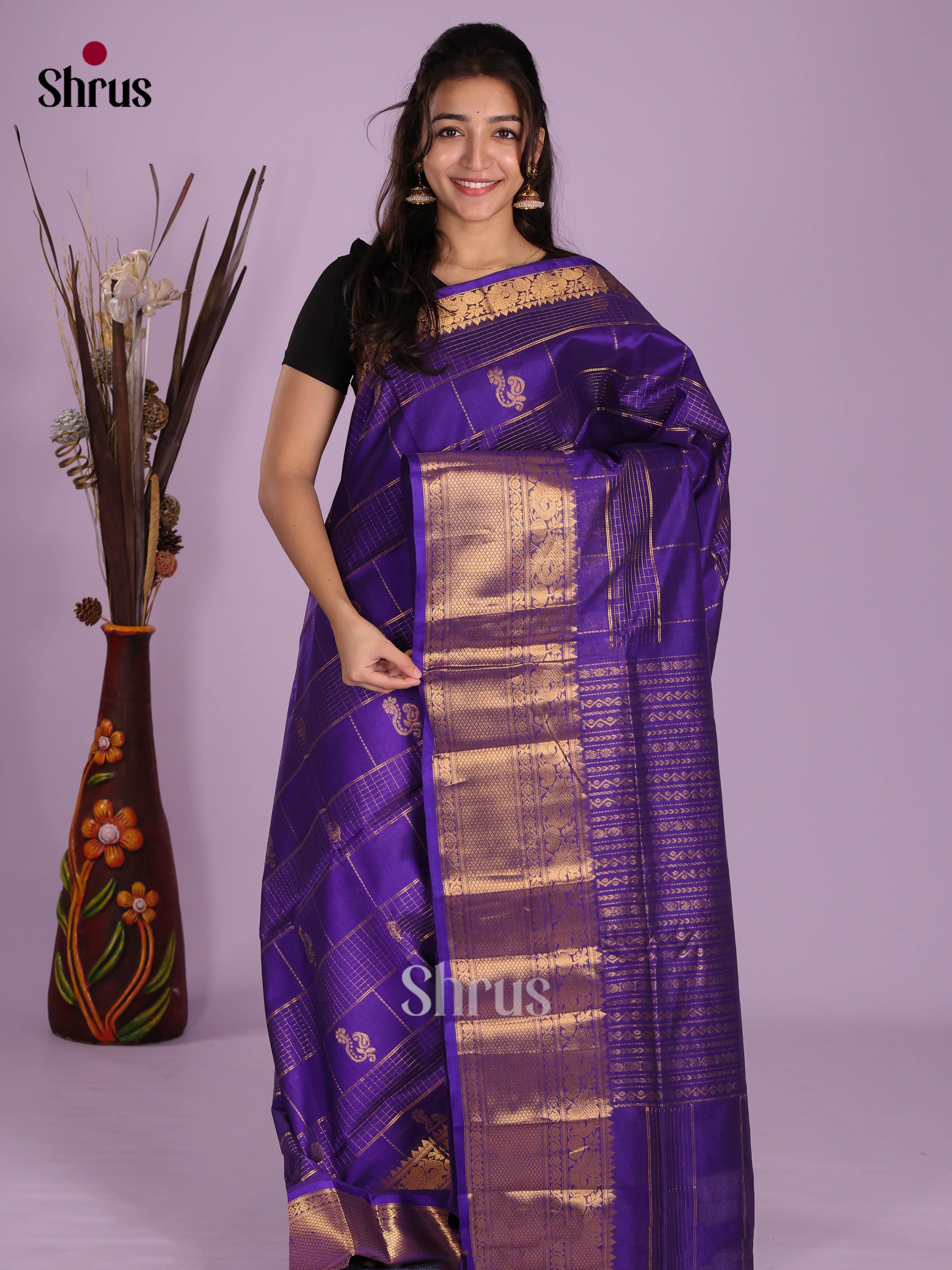 Blue(Single  Tone)- Silk Cotton Saree