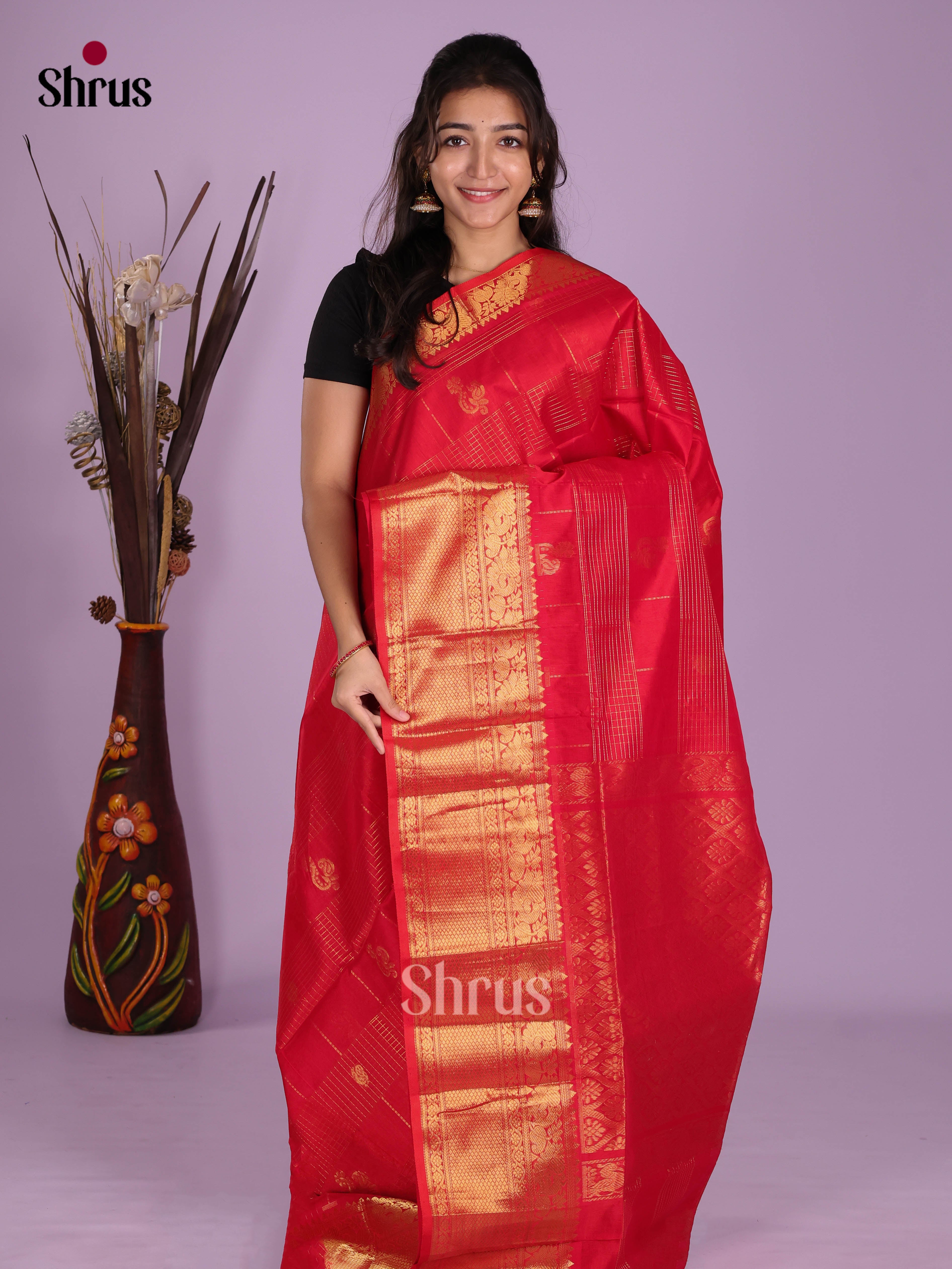 DKS08632 - Silk Cotton Saree - Shop on Shrus.com