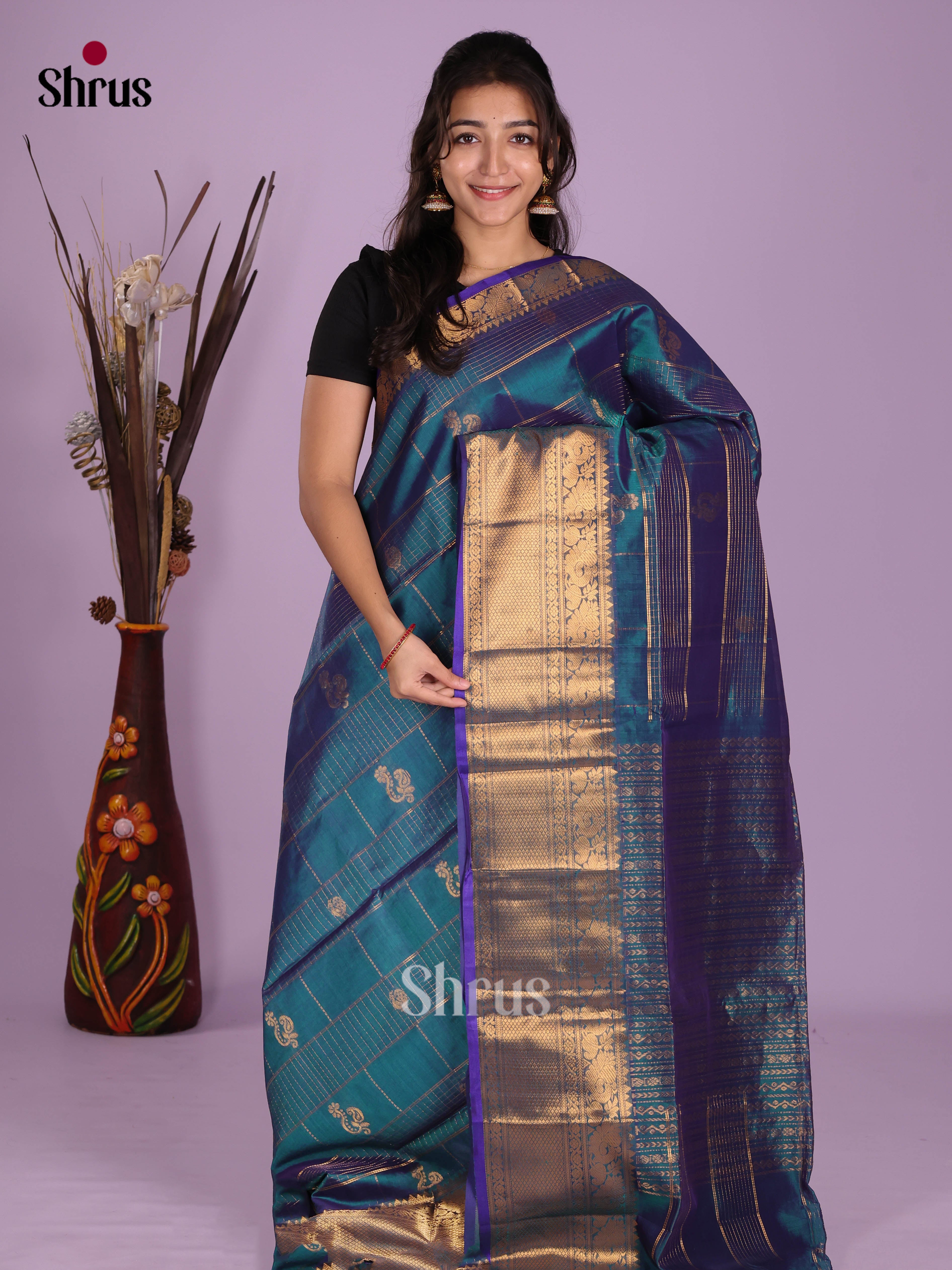 DKS08633 - Silk Cotton Saree - Shop on Shrus.com