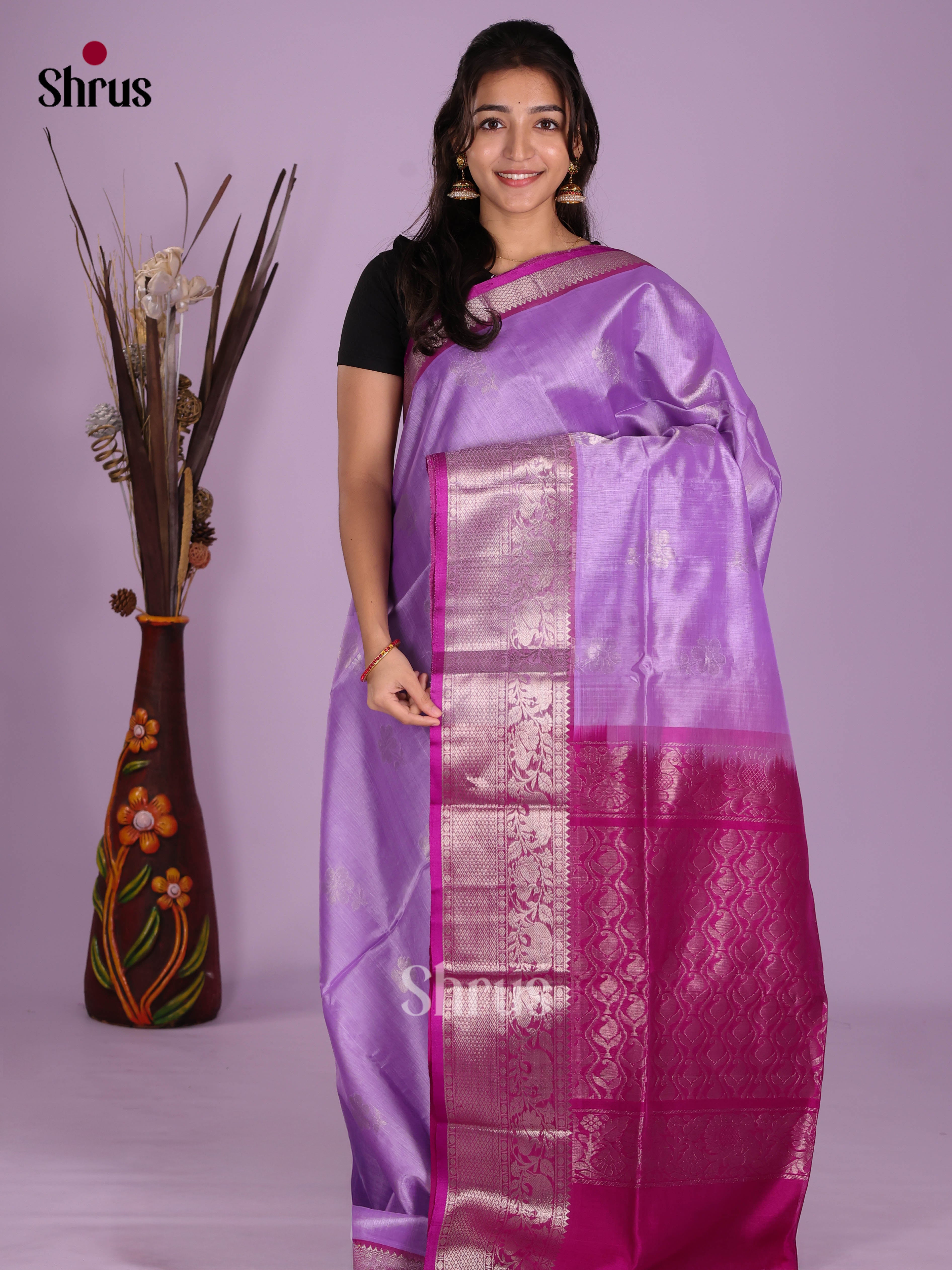 Lavender & Purple - Silk Cotton Saree