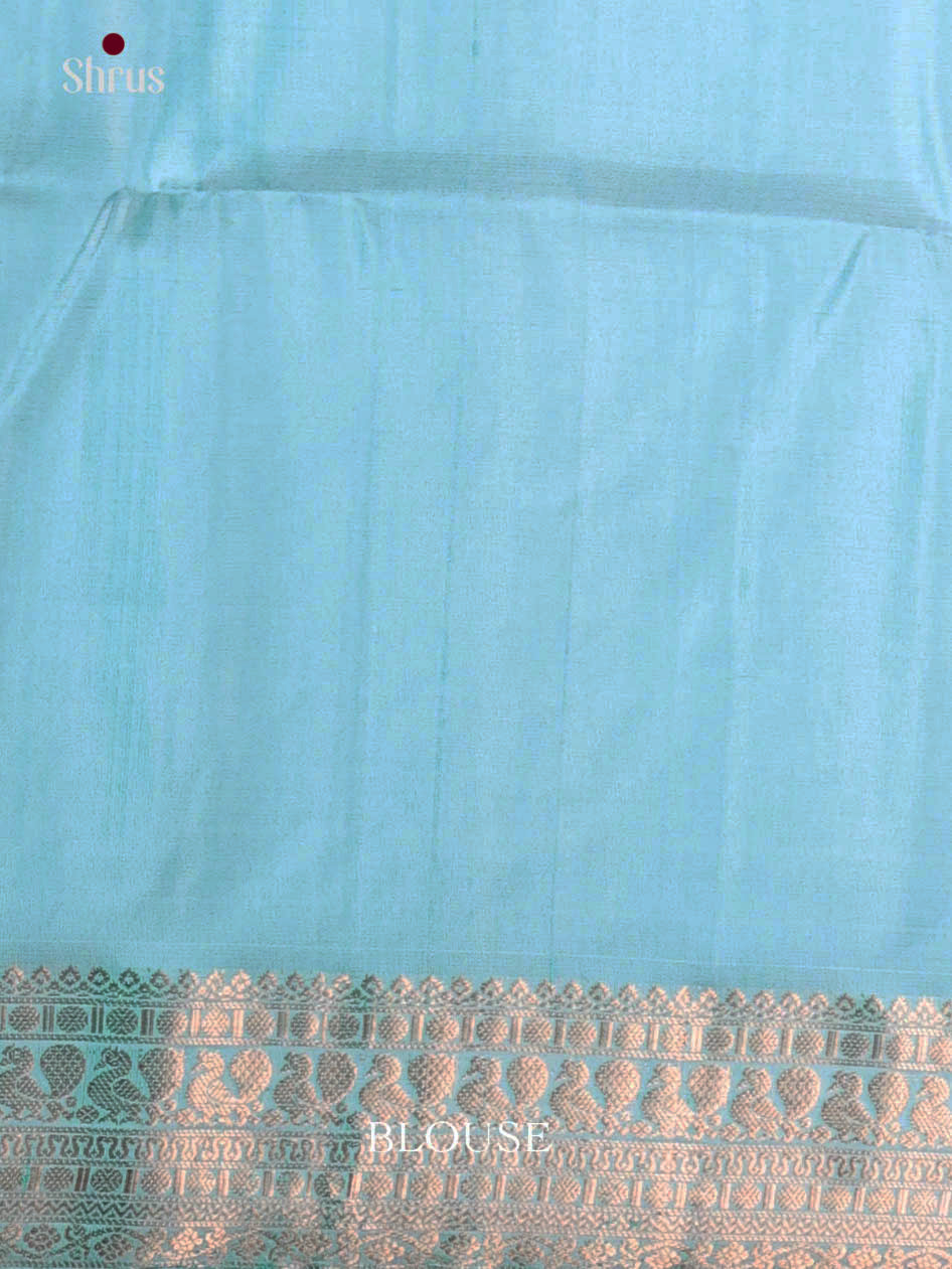 Charming pastel blue single tone Soft Silk Saree with peacock , elephant motifs in the pallu