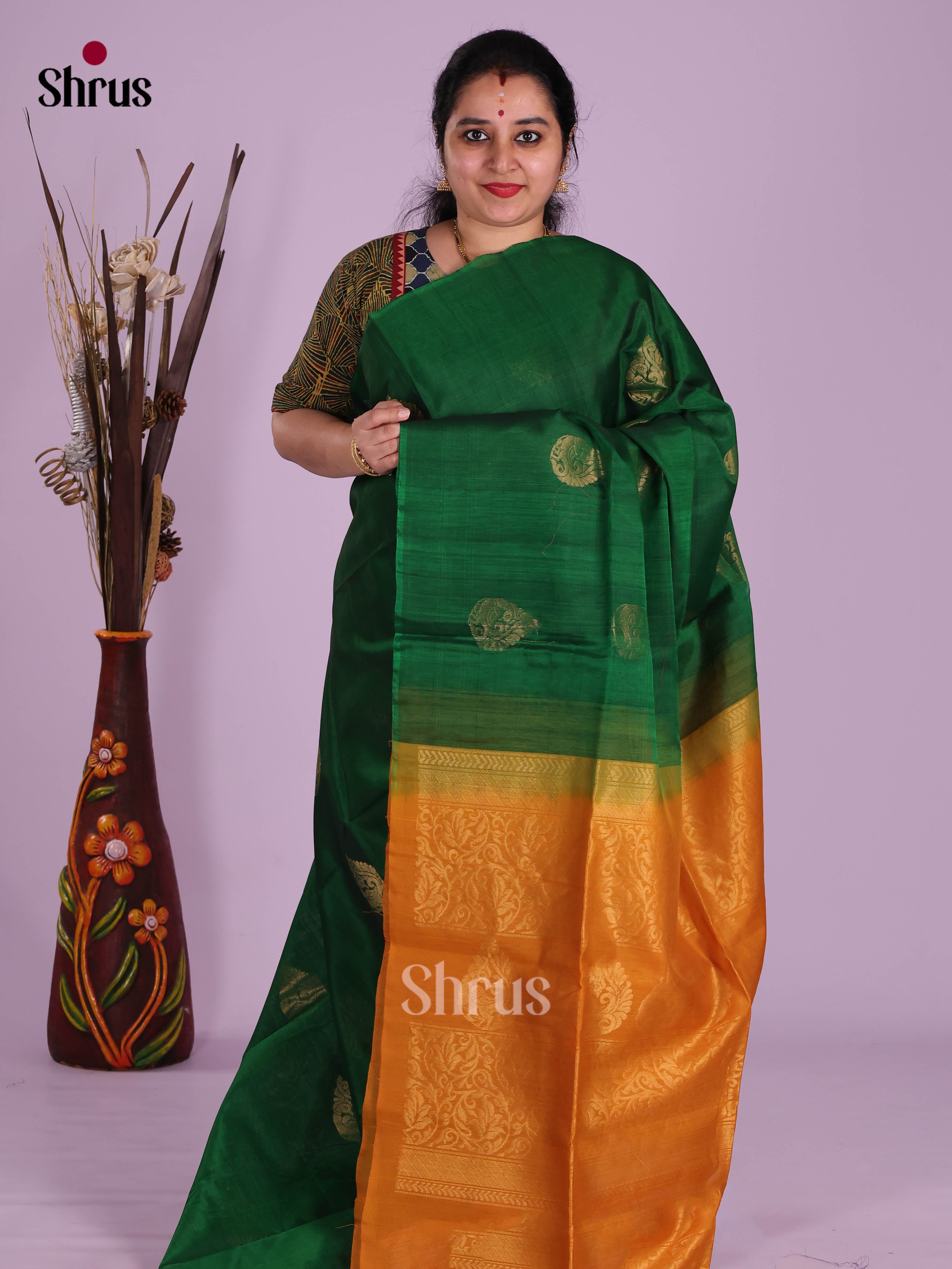 DKS10164 - Timeless Silk Cotton Saree - Shop on Shrus.com