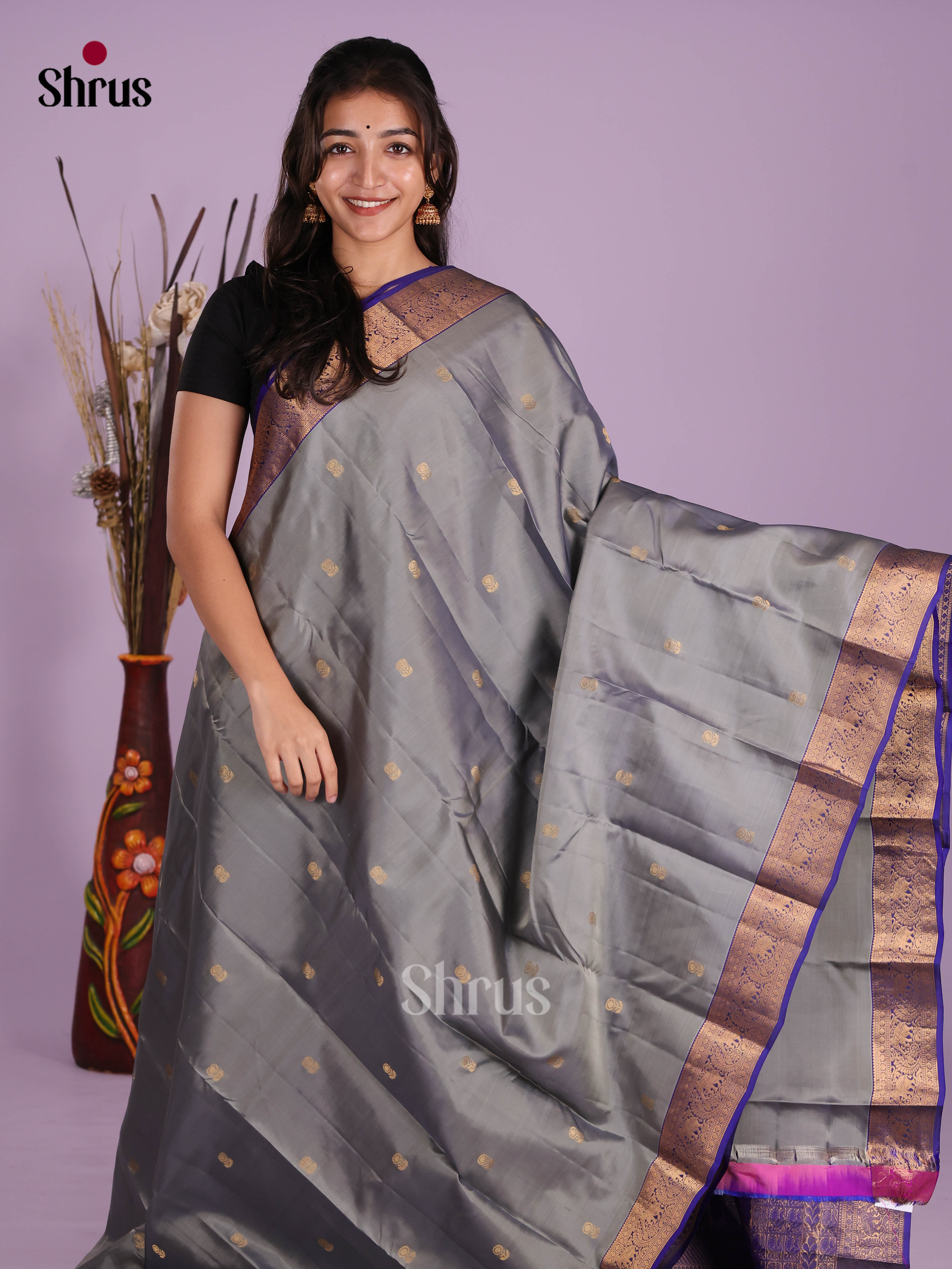 DKS11004 - Kanchipuram-halfpure Saree - Shop on Shrus.com