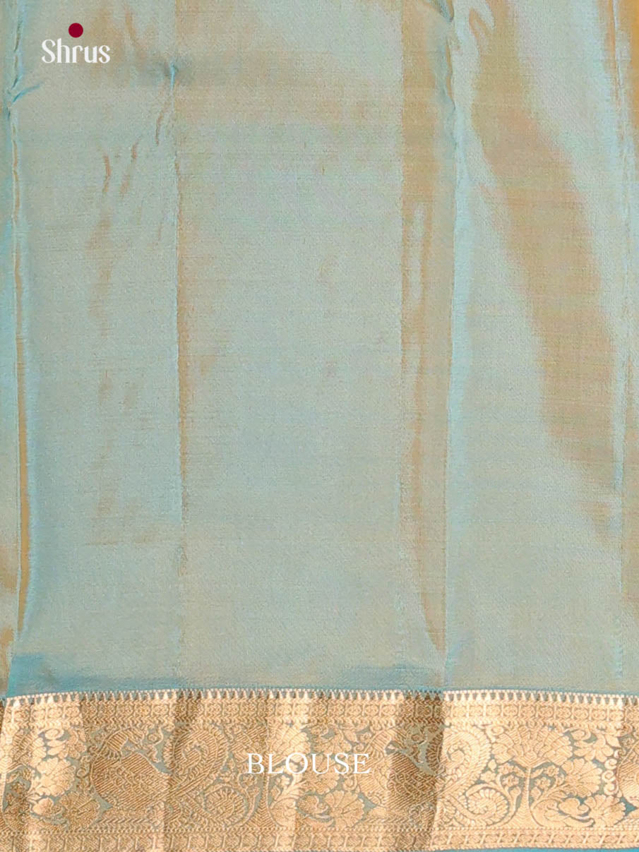 Yellow & Double Shaded Green - Kanchipuram-halfpure Saree