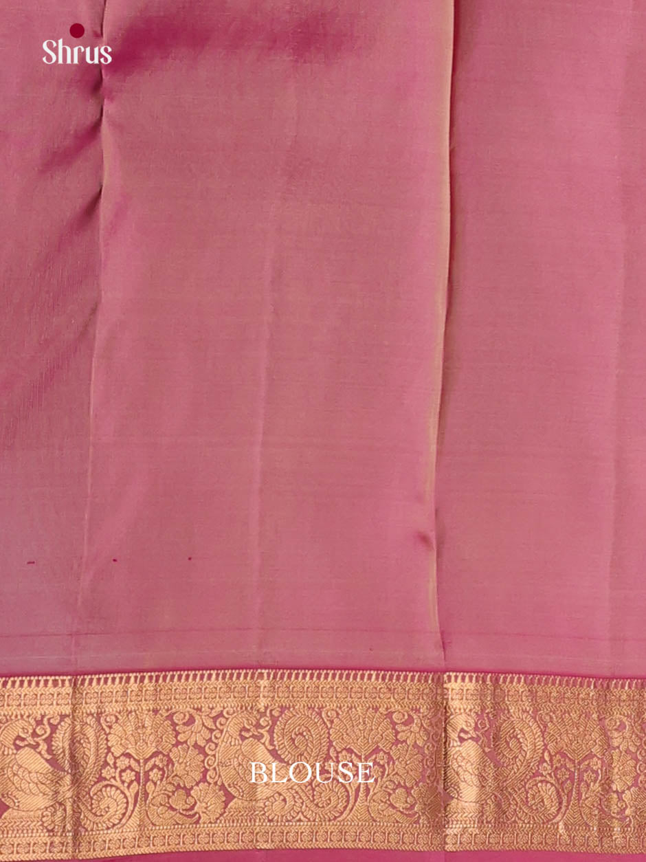 Beige & Pink - Kanchipuram-halfpure Saree