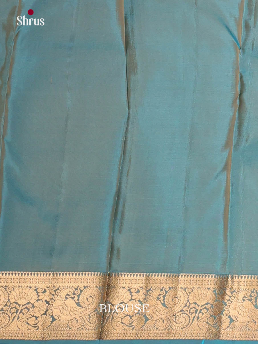 Beige & Blue - Kanchipuram-halfpure Saree - Shop on Shrus.com