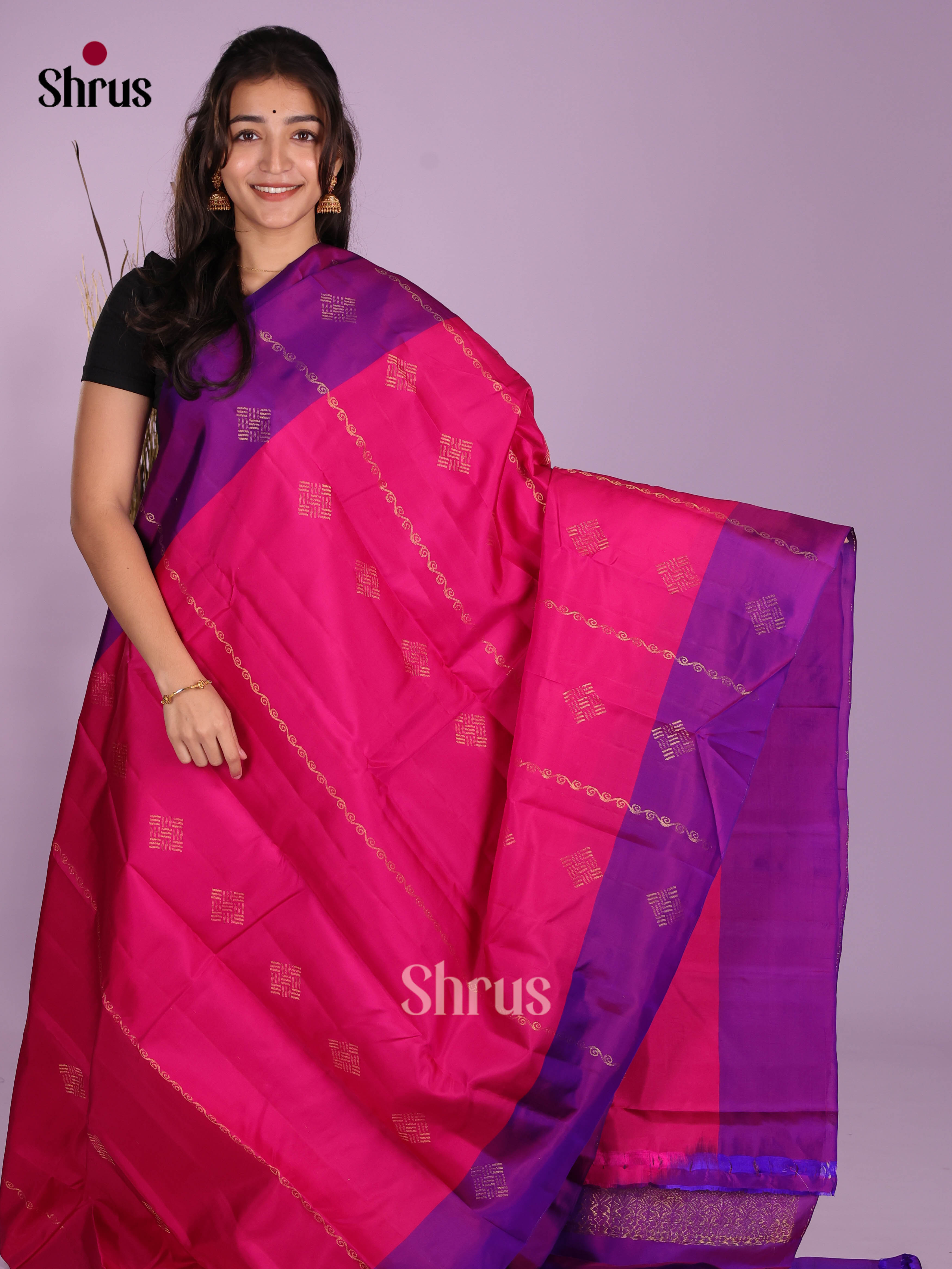 Pink & Purple - Softsilk-halfpure Saree - Shop on Shrus.com