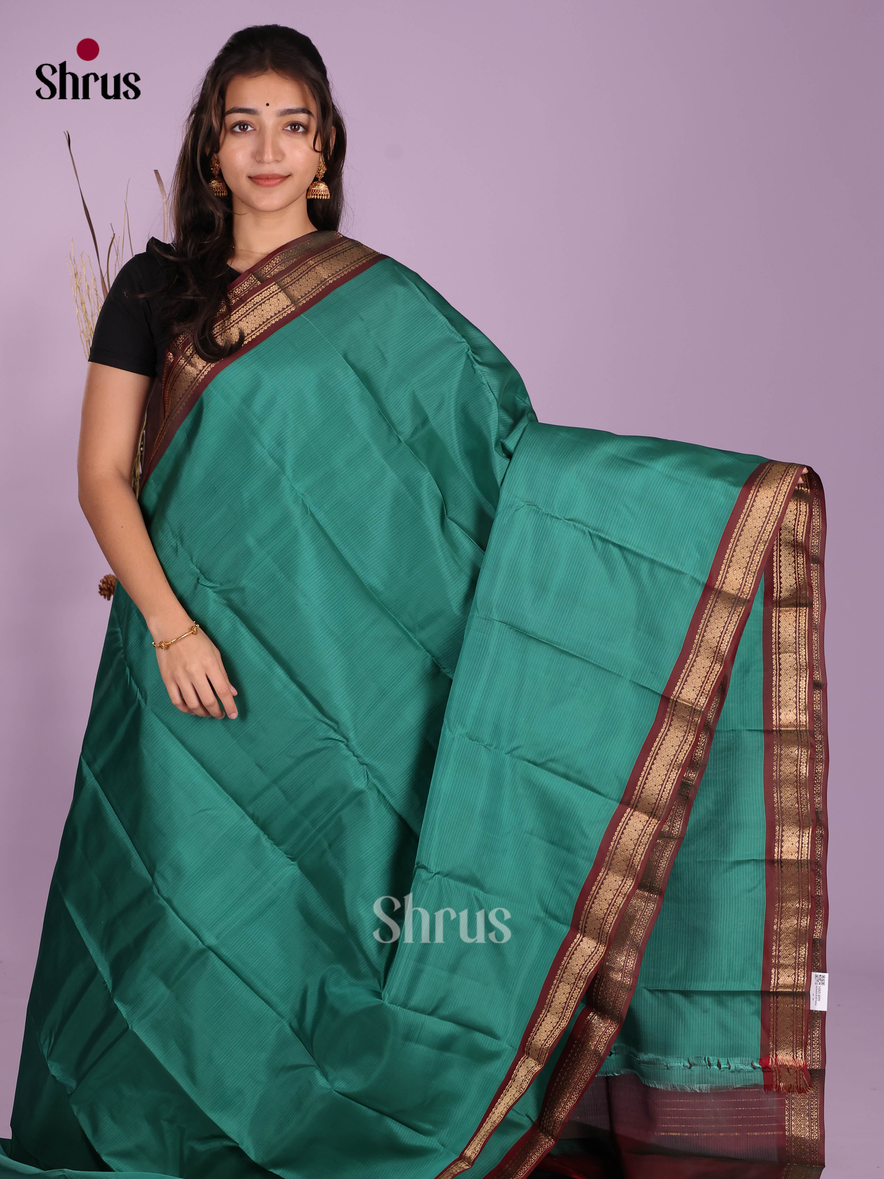 Green & Maroon - Kanchipuram-halfpure Saree - Shop on Shrus.com