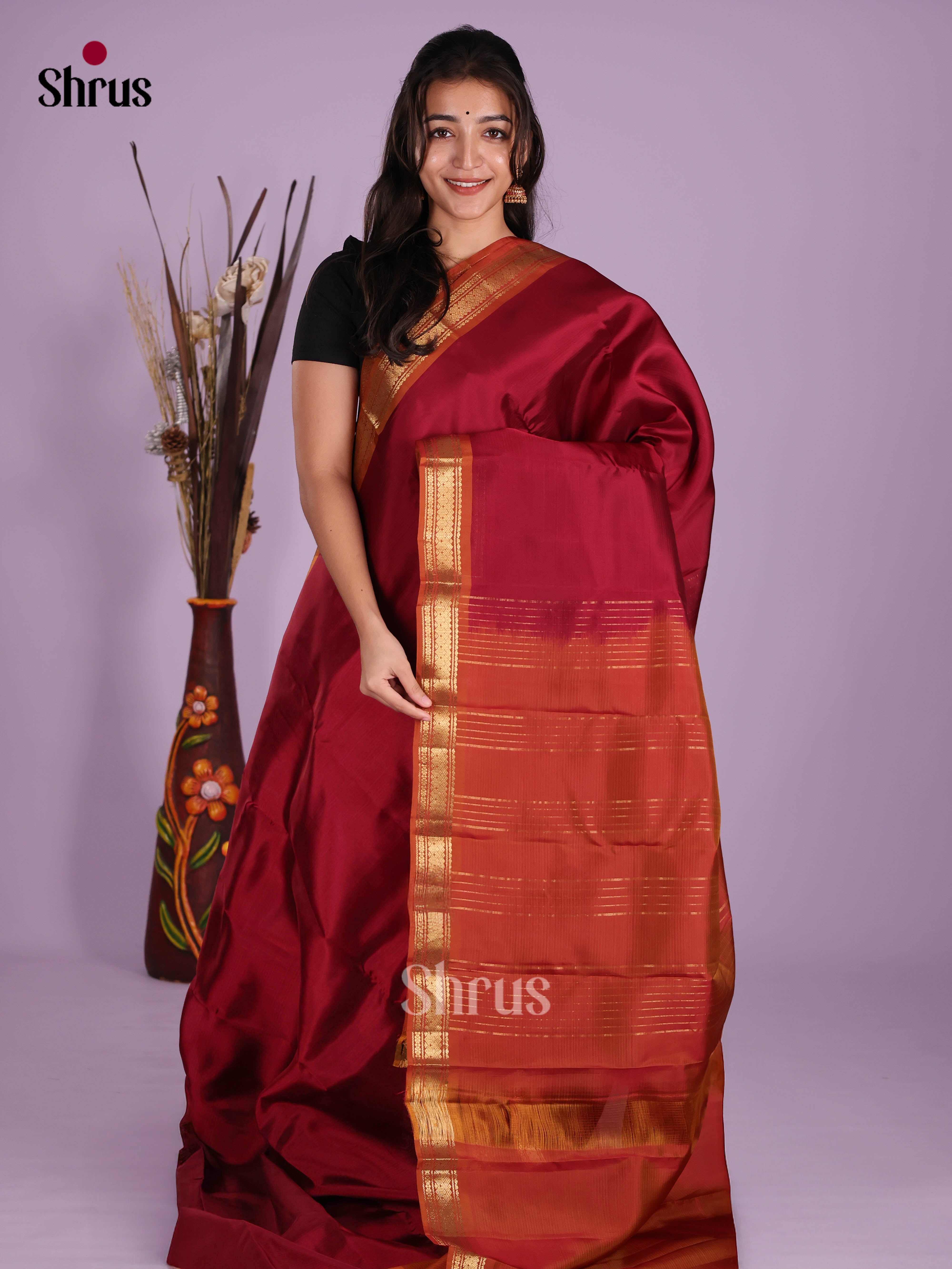 Red & Brick- Kanchipuram-halfpure Saree