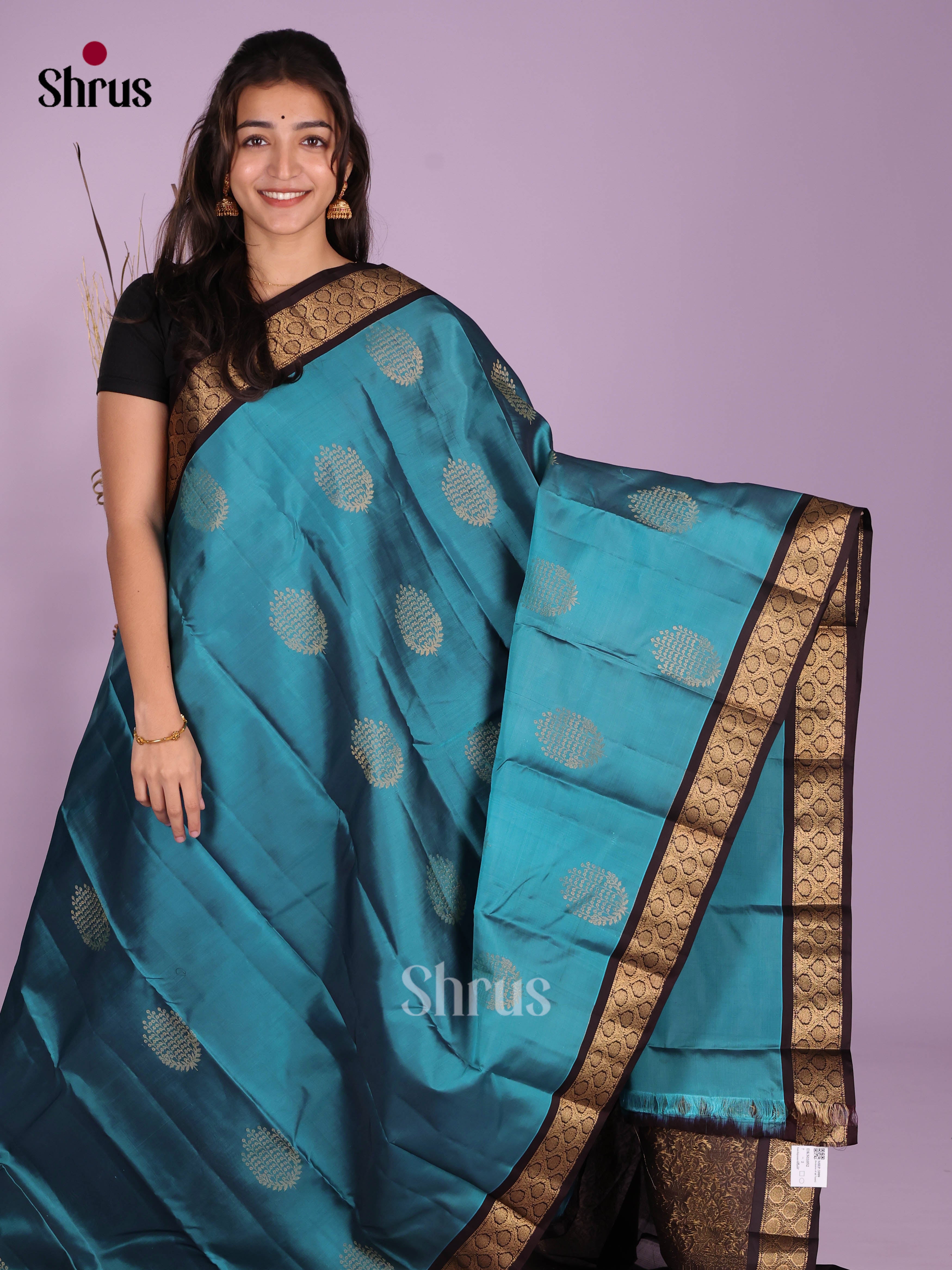 Blue  - Kanchipuram-halfpure Saree